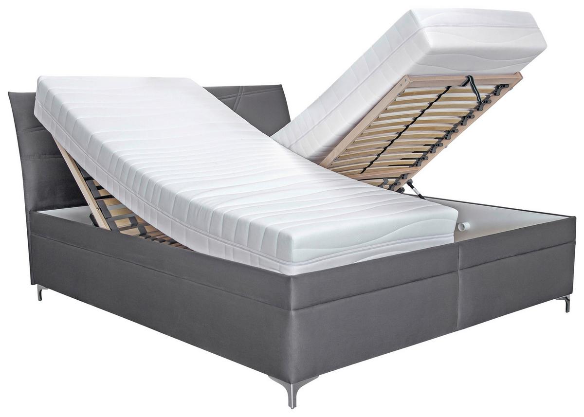 Čalouněná postel LAUREN 160x200, antracit, text. kůže - bílá/barvy chromu, Konvenční, dřevo/textil (160/200cm)