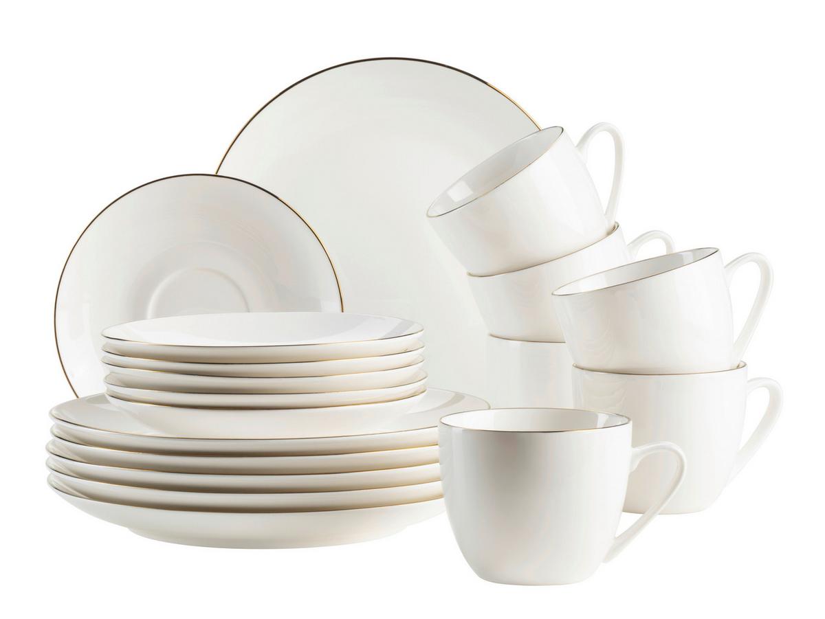 Kaffeeservice Felise 18-teilig New Bone China, Weiß, 6 Pers. - Weiß, Basics, Keramik - Mäser