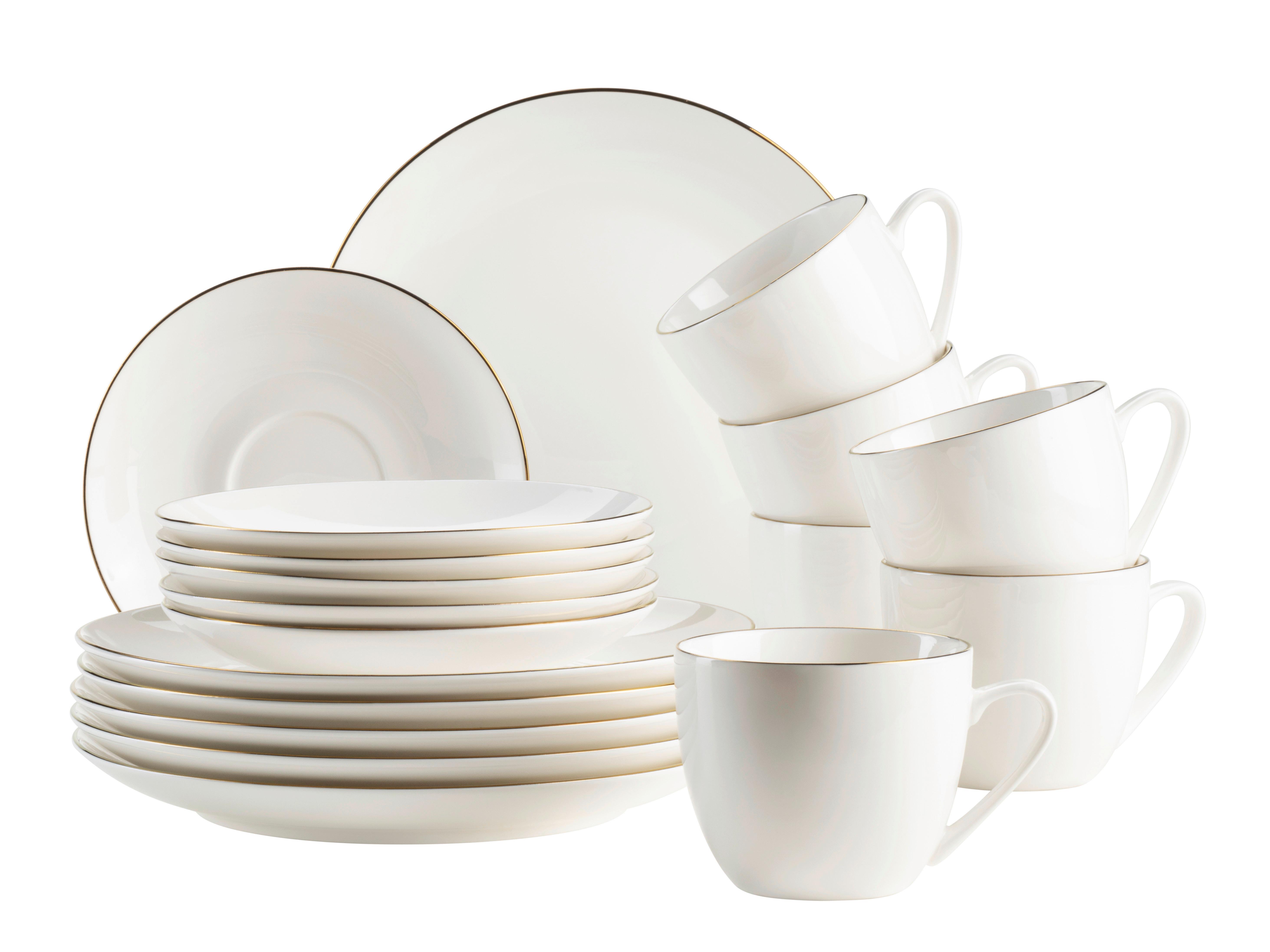 Kaffeeservice Felise 18-Teilig New Bone China, Weiß, 6 Pers.