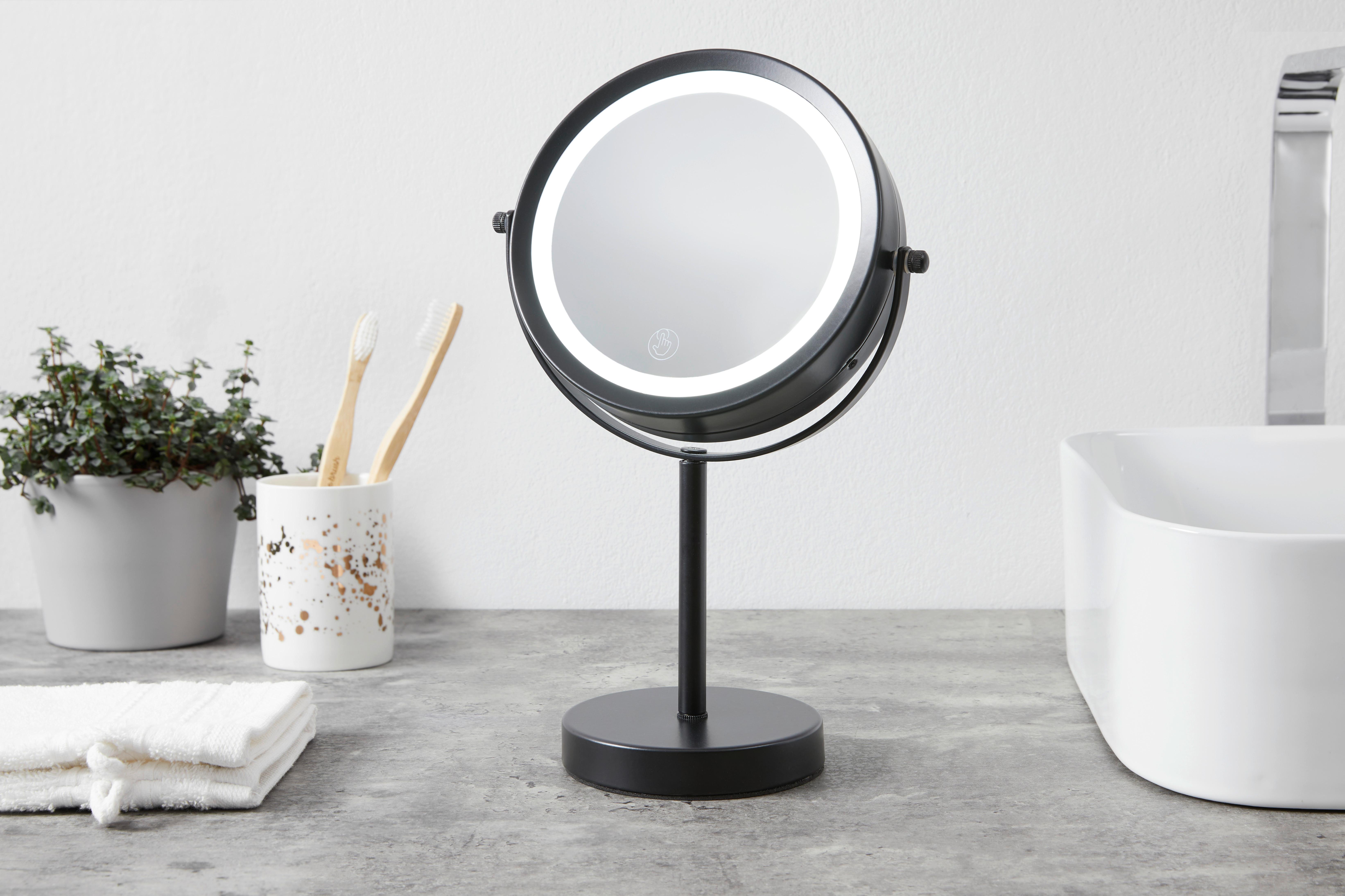 Svítící Zrcadlo Mirri 1-Ext- - černá, Moderní, kov/sklo (21/32/21cm) - Modern Living