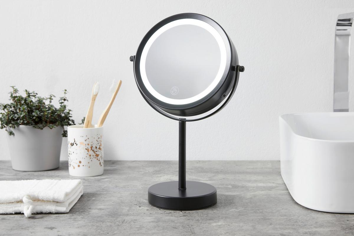 ZRCADLO S OSVĚTLENÍM MIRRI 1-EXT- - černá, Moderní, kov/sklo (21/32/21cm) - Mömax