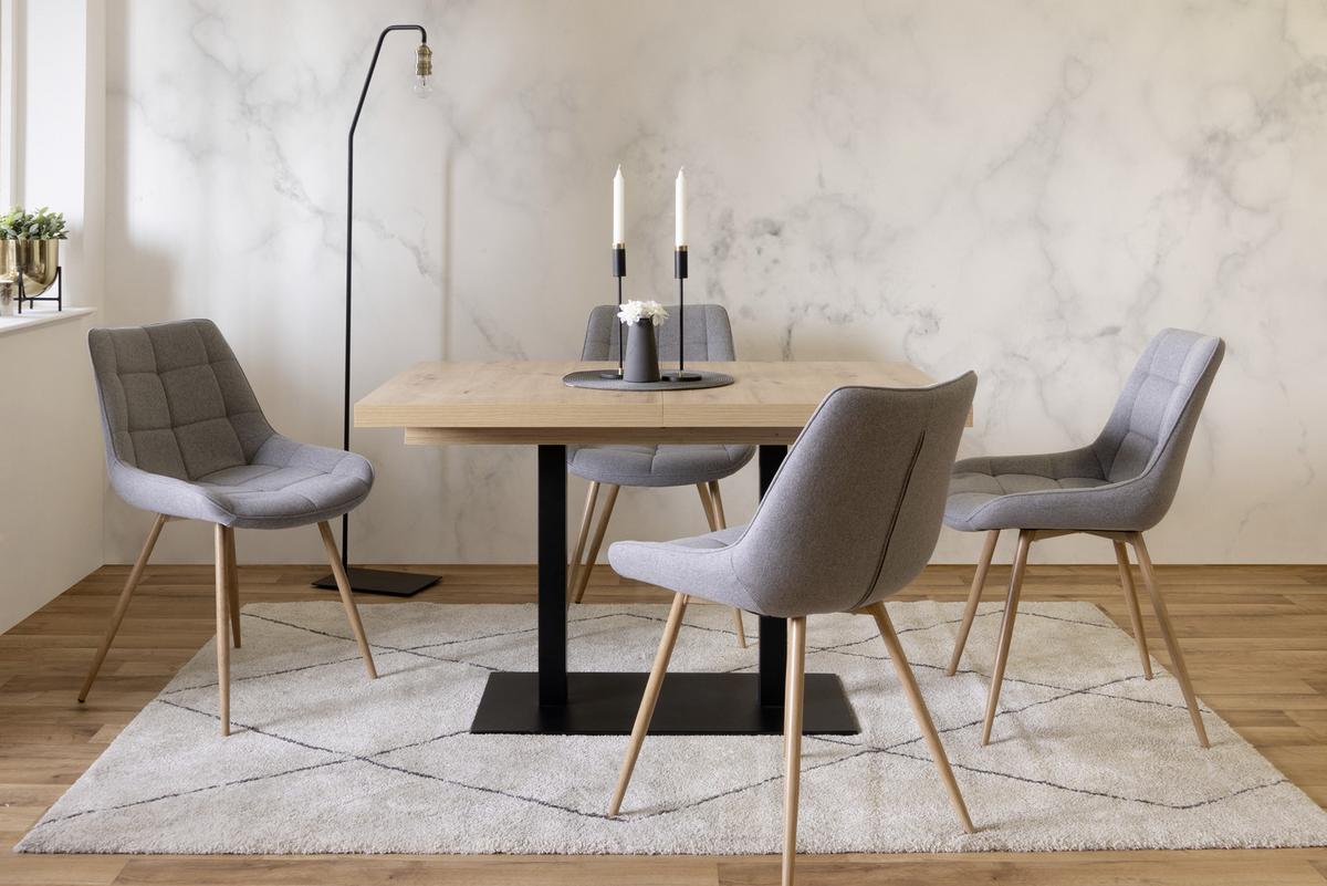 Esstisch ausziehbar Quadrato LxB: 120x80 cm Eiche Dekor - Schwarz/Eiche Artisan, KONVENTIONELL, Holzwerkstoff/Metall (120/80/74cm) - MID.YOU