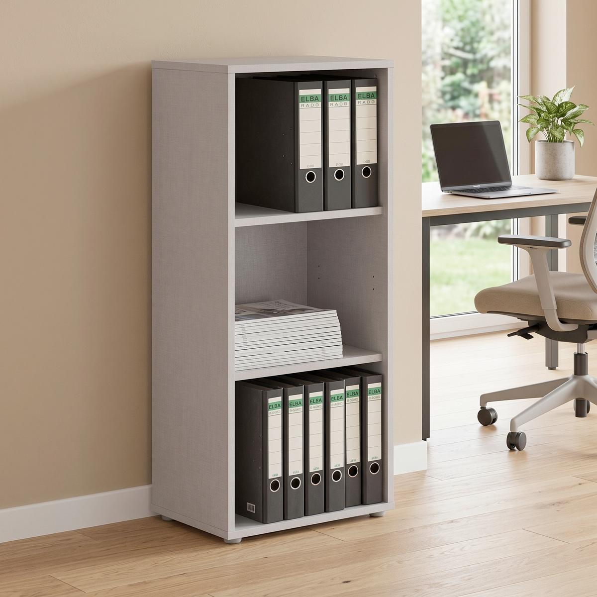 AKTENREGAL Grau B: 44,1cm - Silberfarben/Grau, MODERN, Holzwerkstoff (44,1/113,6/33cm) - MID.YOU