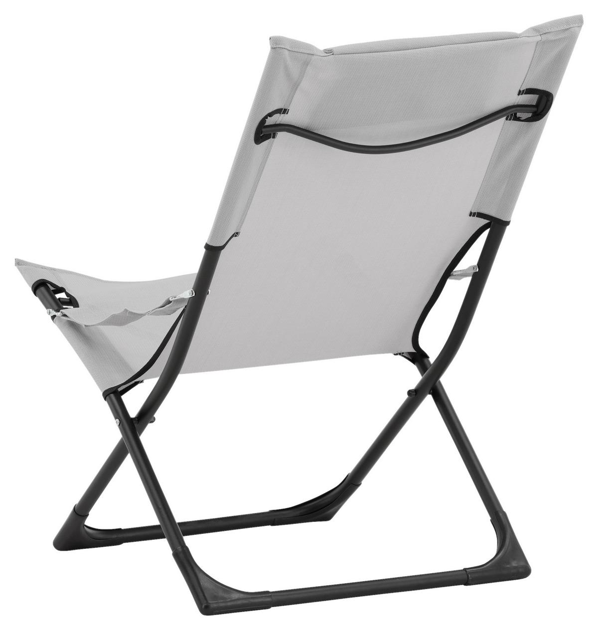 Strandsessel Seville Metall, Textil - Schwarz/Grau, KONVENTIONELL, Textil/Metall (63/89/84cm) - Gardenson