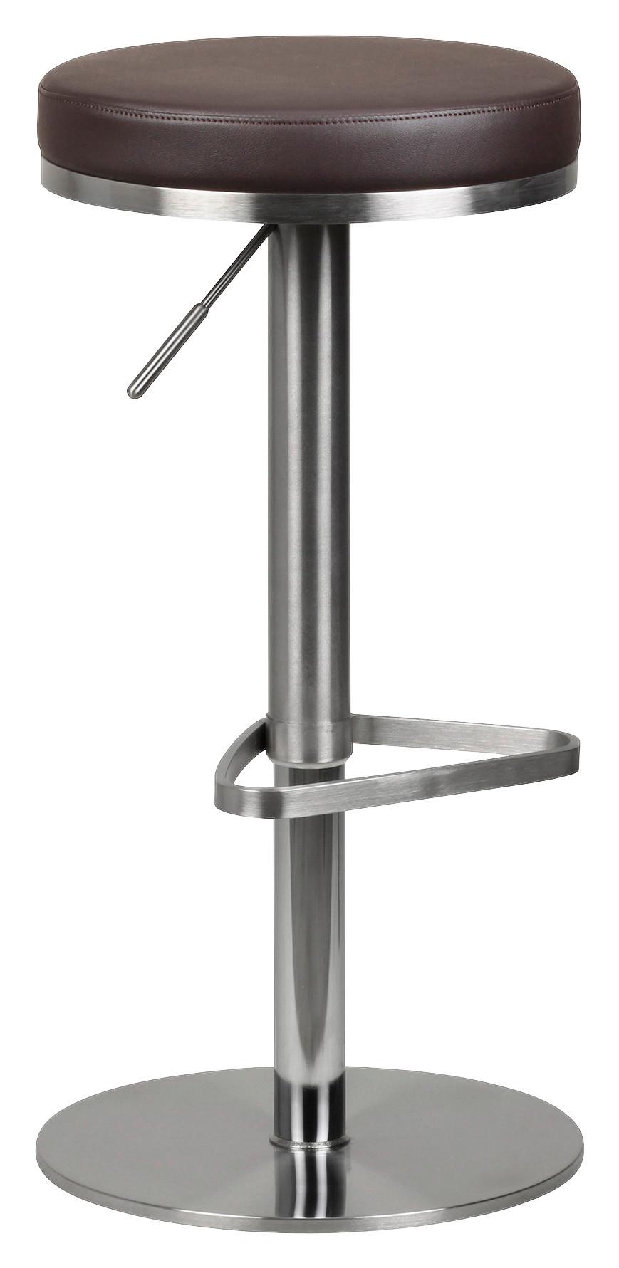 Barhocker höhenverstellbar und 360° drehbar Braun - Silberfarben/Braun, MODERN, Textil/Metall (38/57/38cm) - MID.YOU