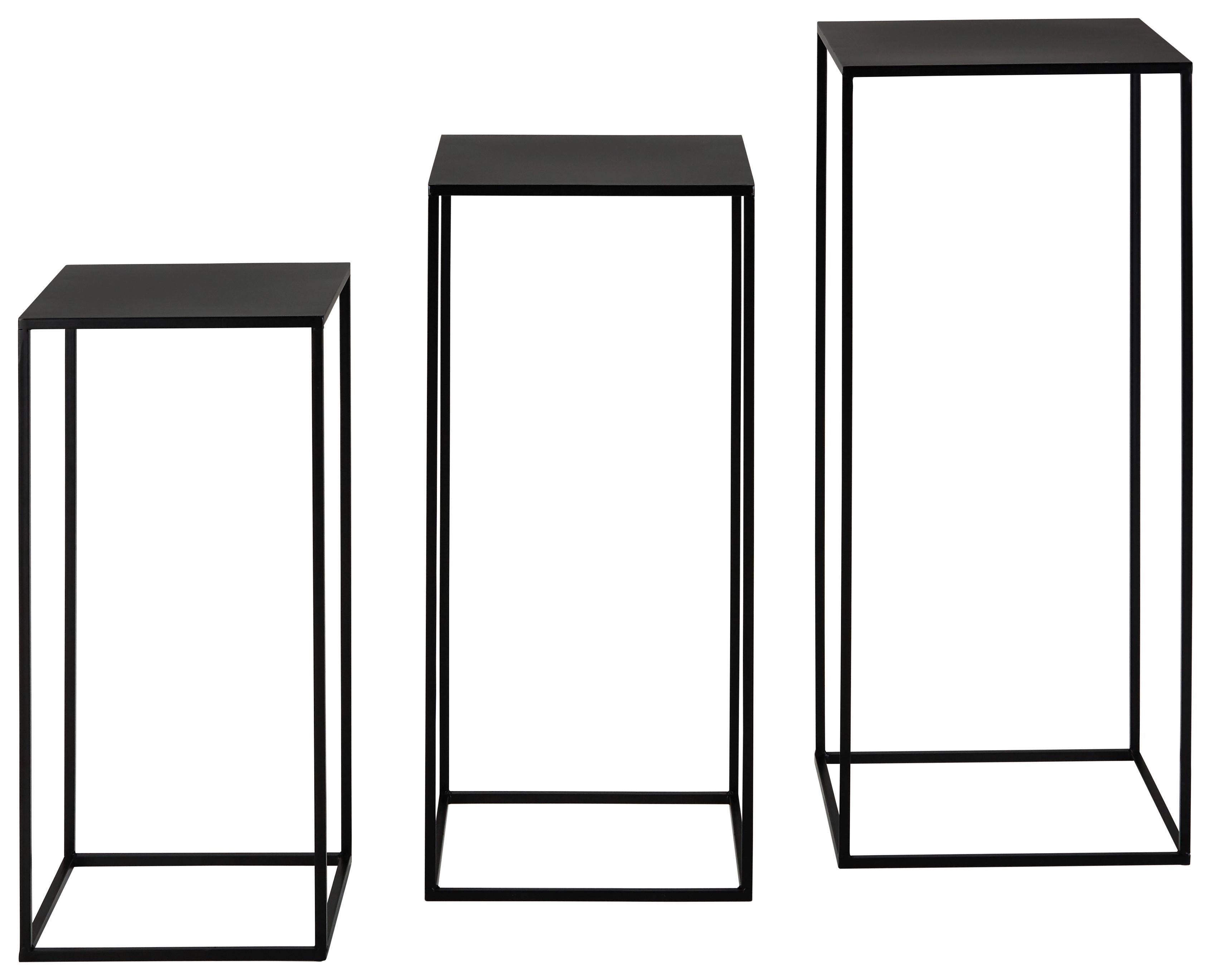 SADA STOLKŮ NA KVĚTINY NEA - černá, Moderní, kov (33/80/33/30/70/30/27/60/27cm) - Mömax