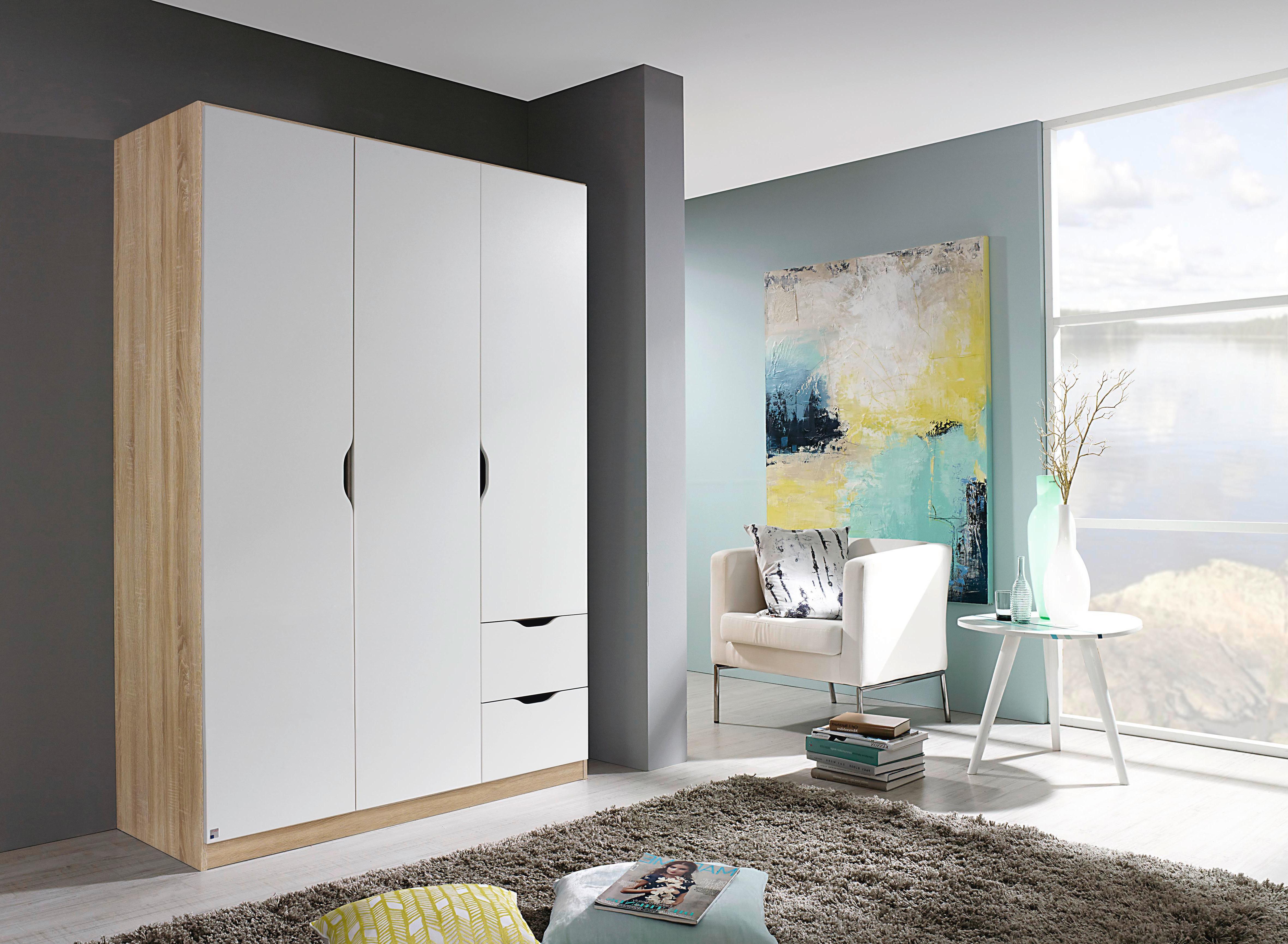 Skriňa Freising - biela/dub sonoma, Moderný, kompozitné drevo (136/197/54cm) - MID.YOU