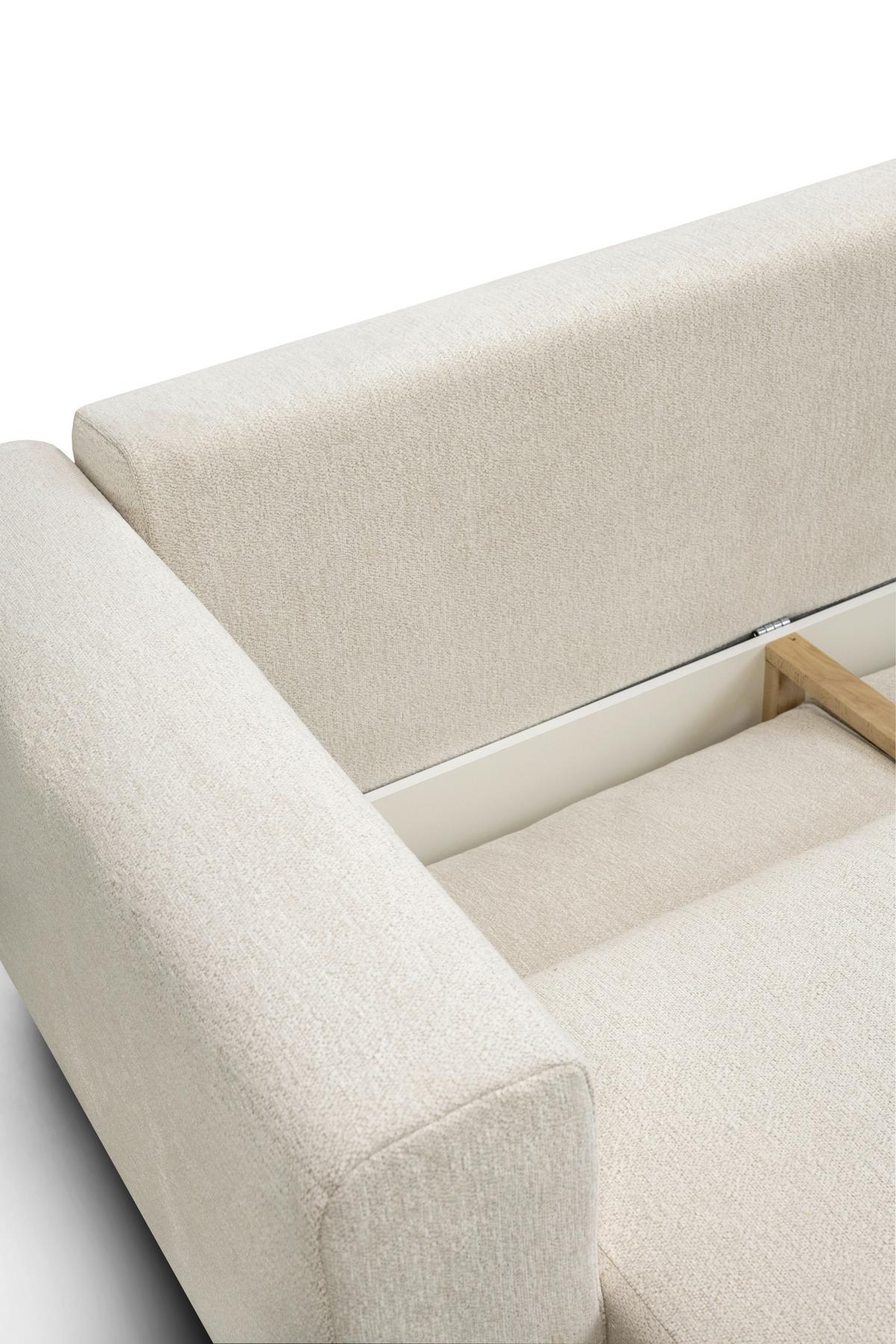 Rohová sedačka VENI, pravá, béžová ženilka - čierna/béžová, Modern, textil (272/210cm)