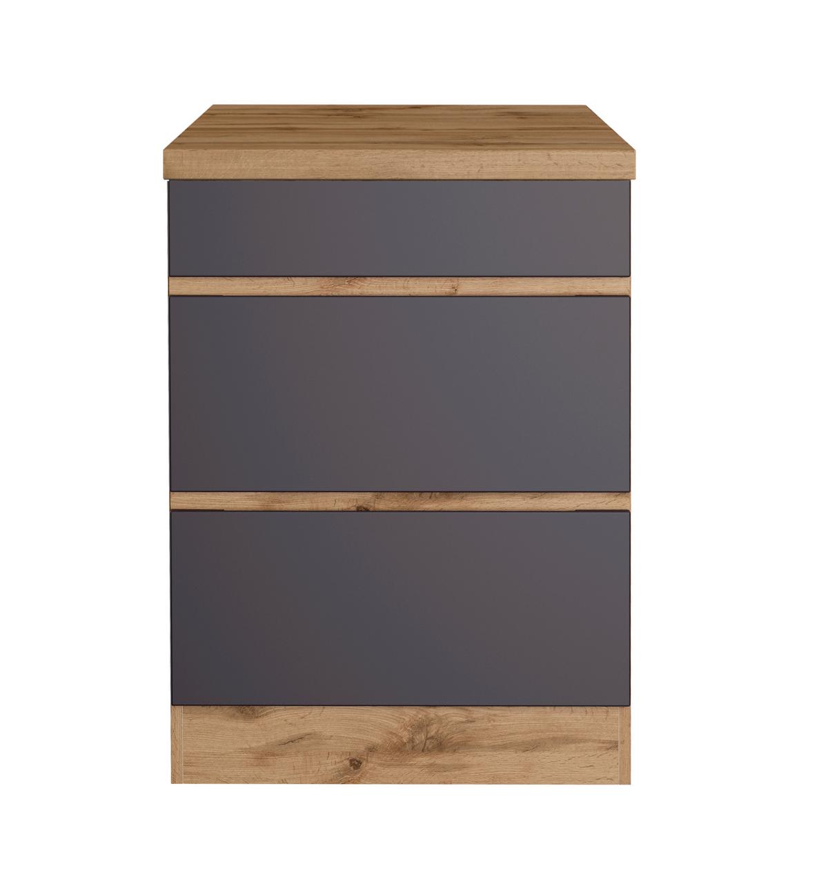 Kochfeldumbauschrank Turin 60cm Grau/eiche - Eiche Wotan/Grau, Design, Holzwerkstoff (60/86/60cm) - Held