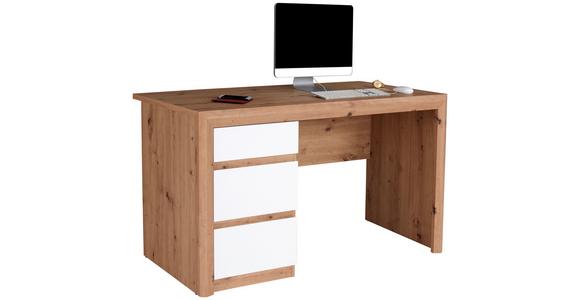 Schreibtisch mit Stauraum B 152cm H 78cm Kashmir New - Eichefarben/Weiß, MODERN, Holzwerkstoff (152/78/60cm) - James Wood