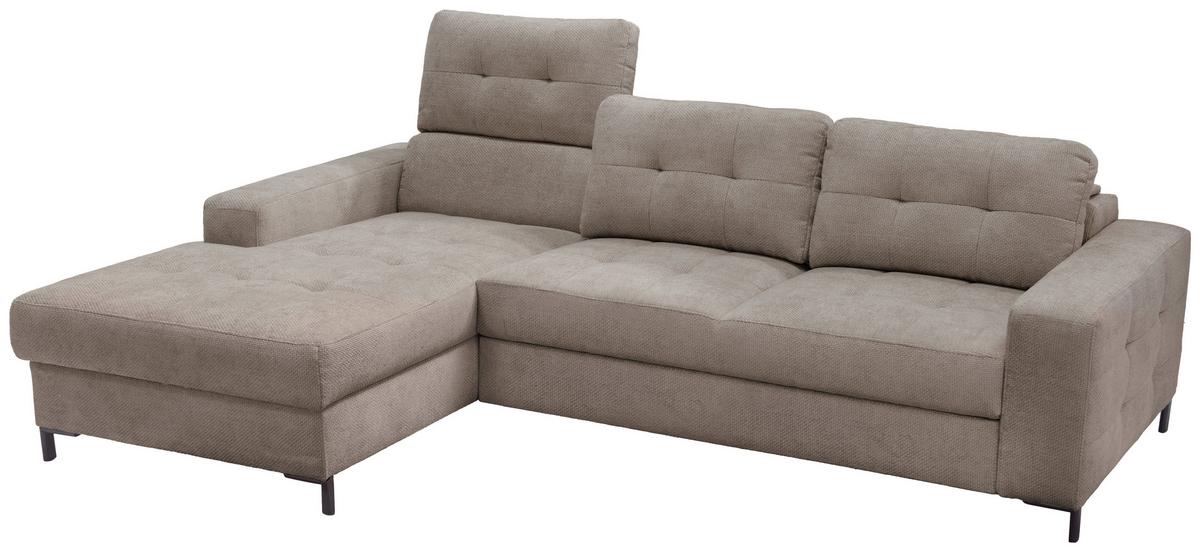 Ecksofa Bonito, Hellbraun Schenkel: 176x255 Cm - Hellbraun/Schwarz, Design, Textil (176/260cm) - Livetastic