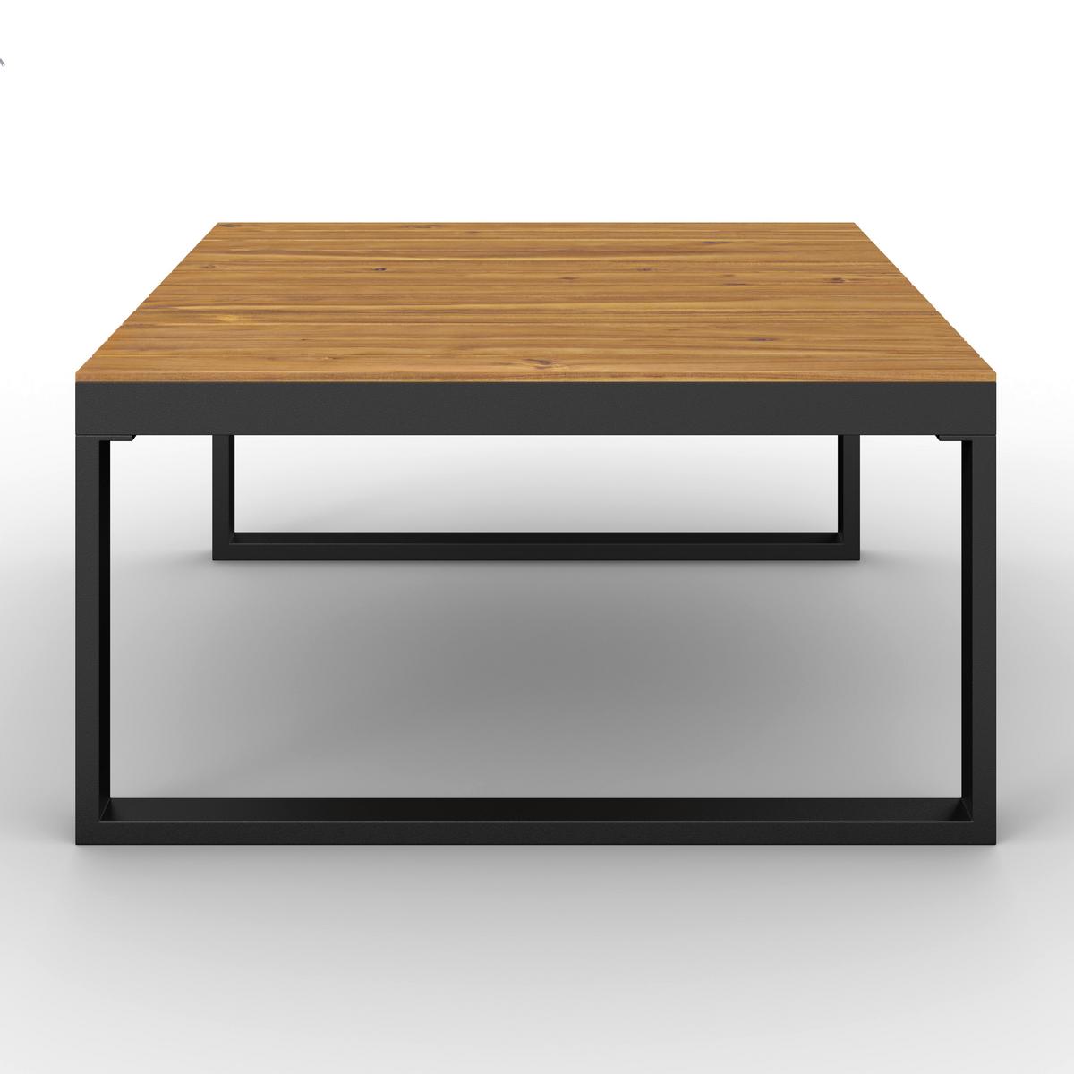 TERASOVÁ SEDACIA SÚPRAVA ADRIANO - čierna/farba akácie, Modern, kov/drevo - Bessagi Garden