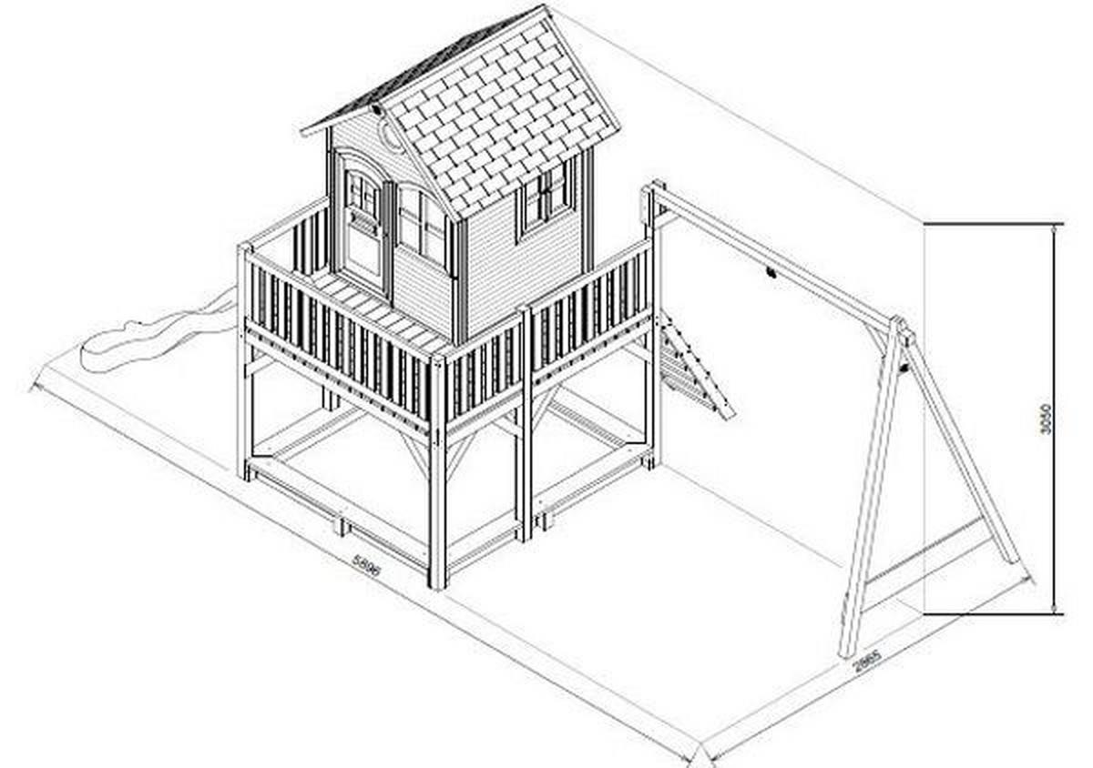Spielhaus Holz mit Rutsche und Sandkiste Braun Axi Liam - Braun, Holz (588/305/270cm) - Ambia Garden
