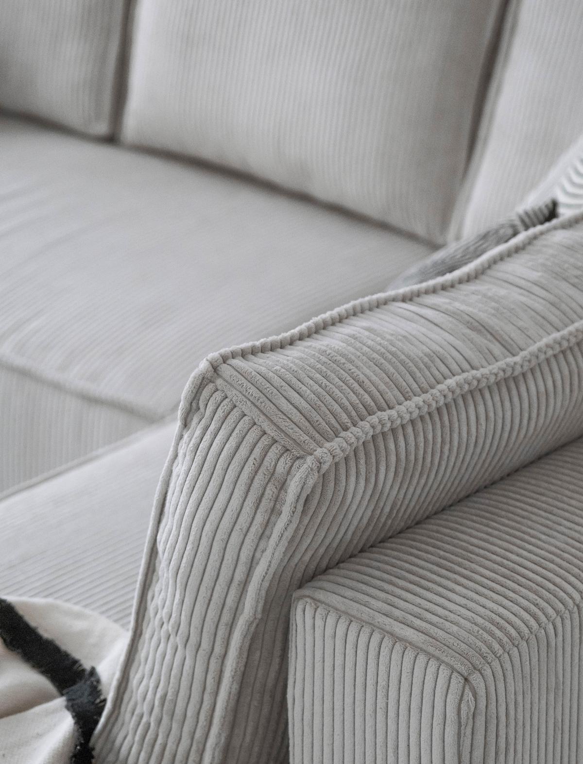 Rohová sedačka OLIVER, béžová, manšestr, pravá - černá/béžová, Design, textil/plast (156/322/194cm) - MID.YOU