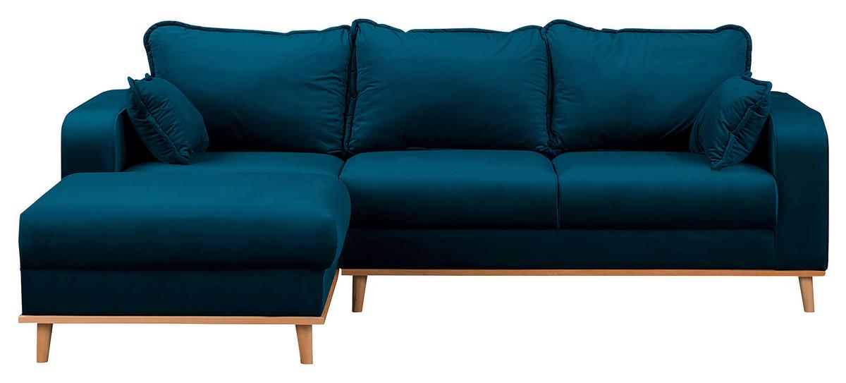 Ecksofa Beata Blau S: 150x230 cm - Wengefarben/Blau, Design, Textil (150/230cm) - Livetastic