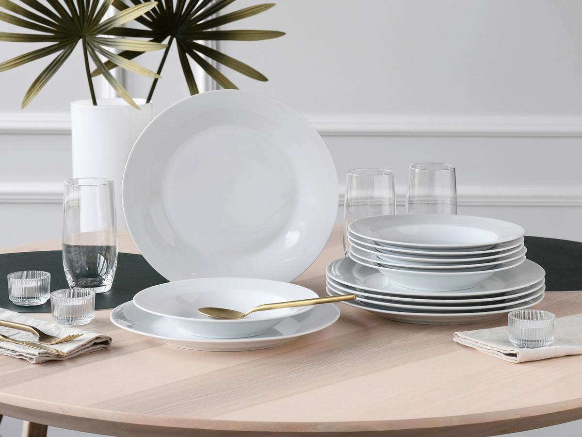 Tafelservice Porzellan, Weiß, 12-Teilig - Weiß, Basics, Keramik - Creatable