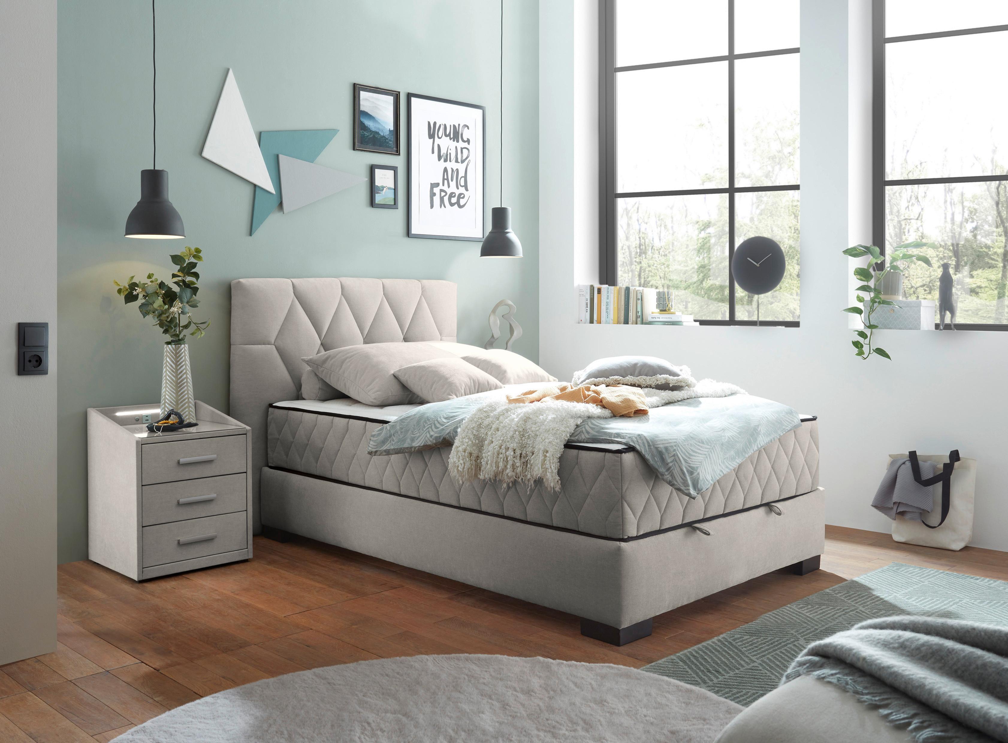 Boxbett Nagol B - Beige/Schwarz, MODERN, Holzwerkstoff/Textil (120/200cm) - MID.YOU