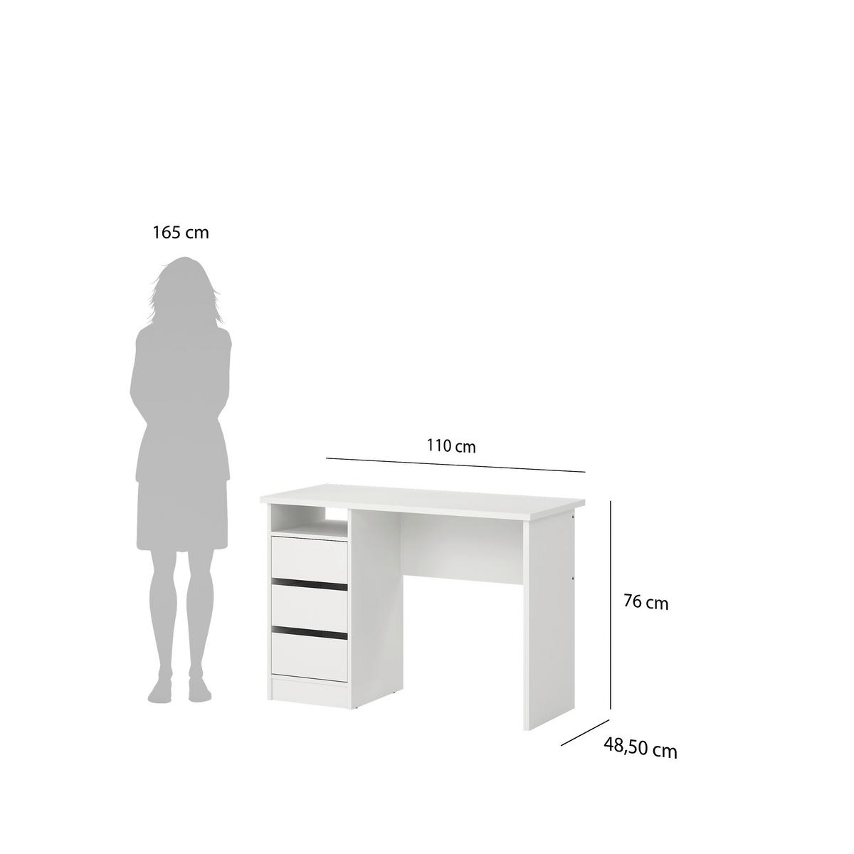 Schreibtisch Function Plus, Weiß, L: 110 cm - Weiß, MODERN, Holzwerkstoff (110/48,5/76cm) - MID.YOU