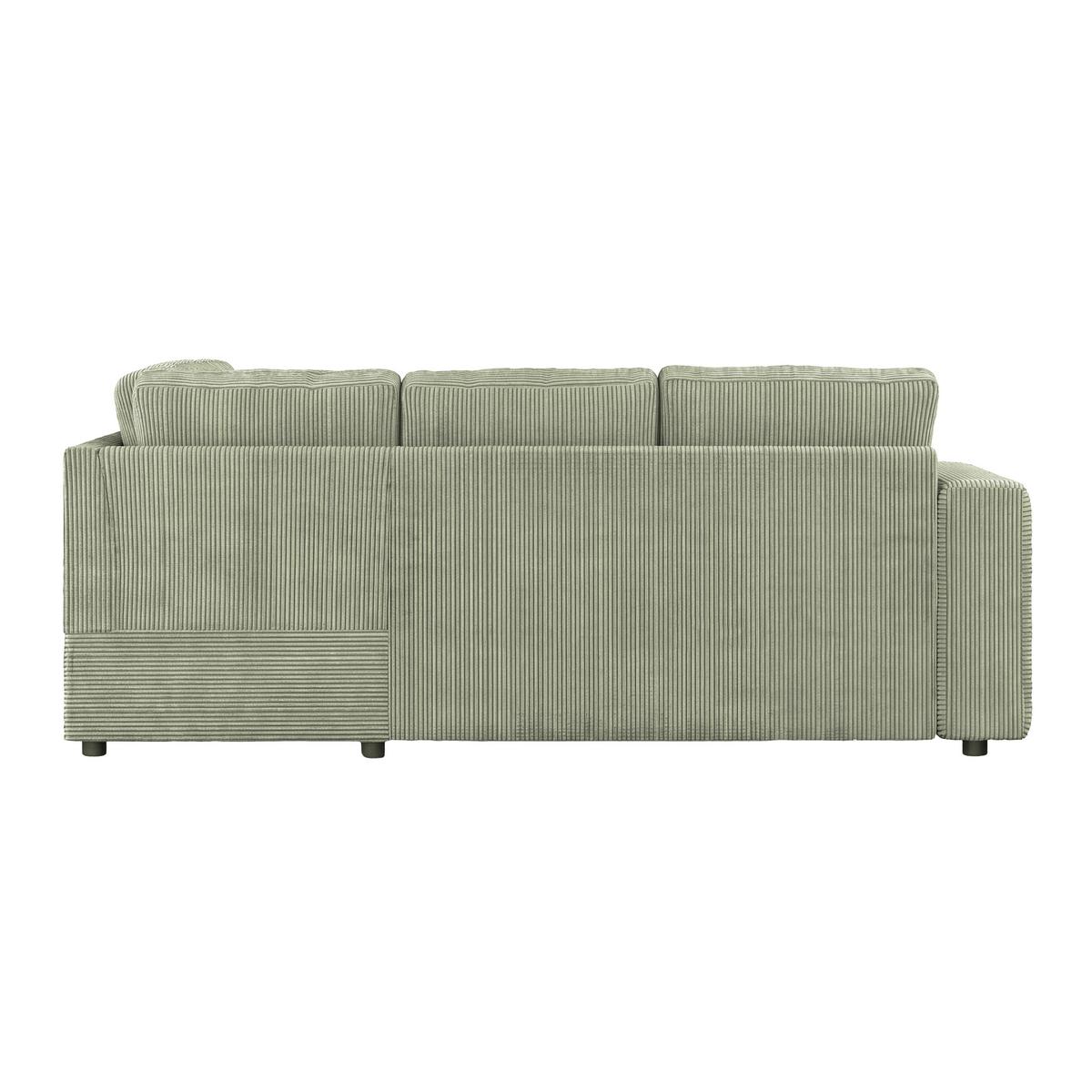Ecksofa mit Schlaffunktion Toulouse Cord kaki, 224x206cm - Khaki/Schwarz, Trend, Holz/Holzwerkstoff (224/206cm)