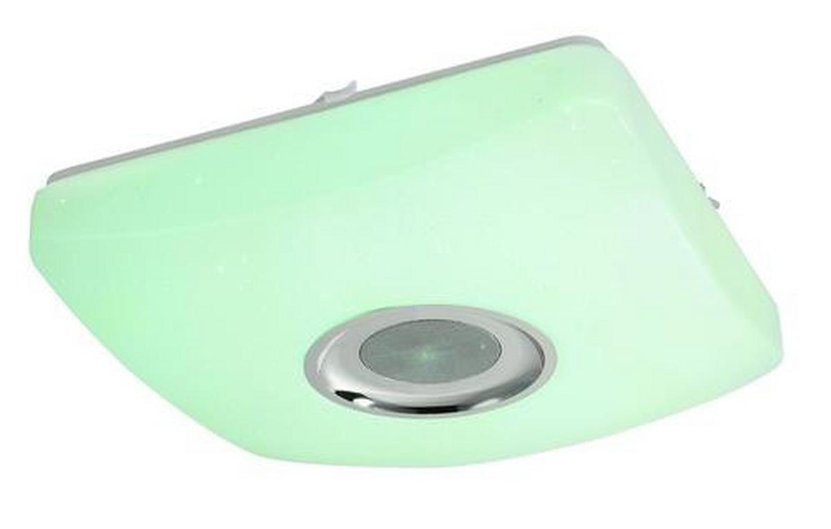 Led-deckenleuchte Ayleen L: 36,5 Cm Mit Farbwechsler - Chromfarben/Weiß, Basics, Kunststoff/Metall (36,5/36,5/9cm) - Globo