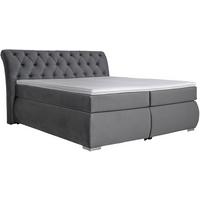 Boxbett mit Topper 180x200 cm Agnes - Chromfarben/Anthrazit, Basics, Textil (180/200cm)