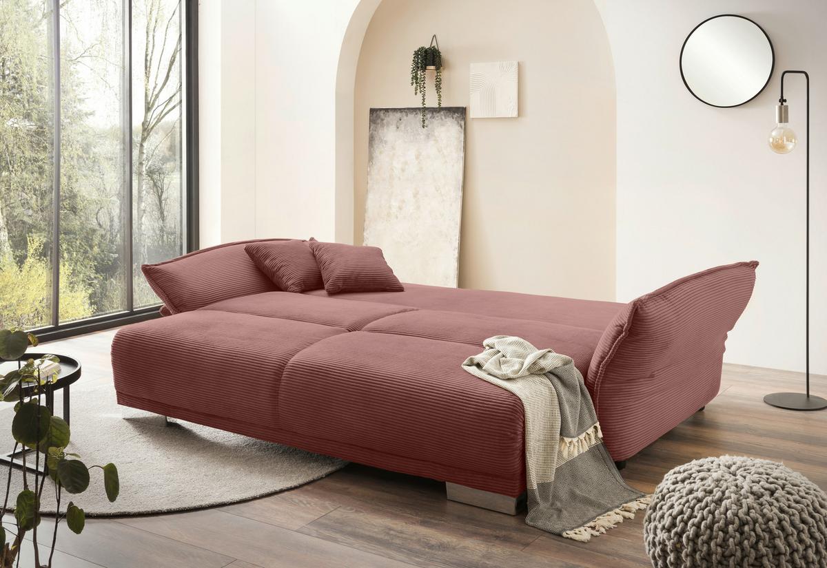 Bigsofa Pera, Koralle B: 242 cm - Chromfarben/Koralle, MODERN, Textil (242/71/90/131cm) - Livetastic