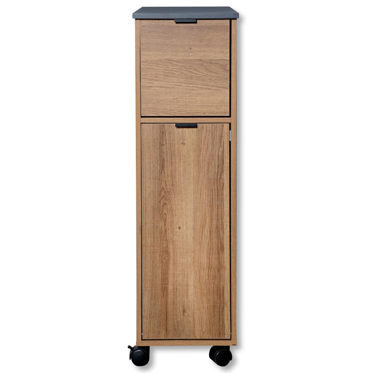 Eckregal mit Rollen + Eimer B: 25 cm Holzoptik Rustikal - Braun/Naturfarben, MODERN, Holzwerkstoff (60/25/86cm) - Kesper