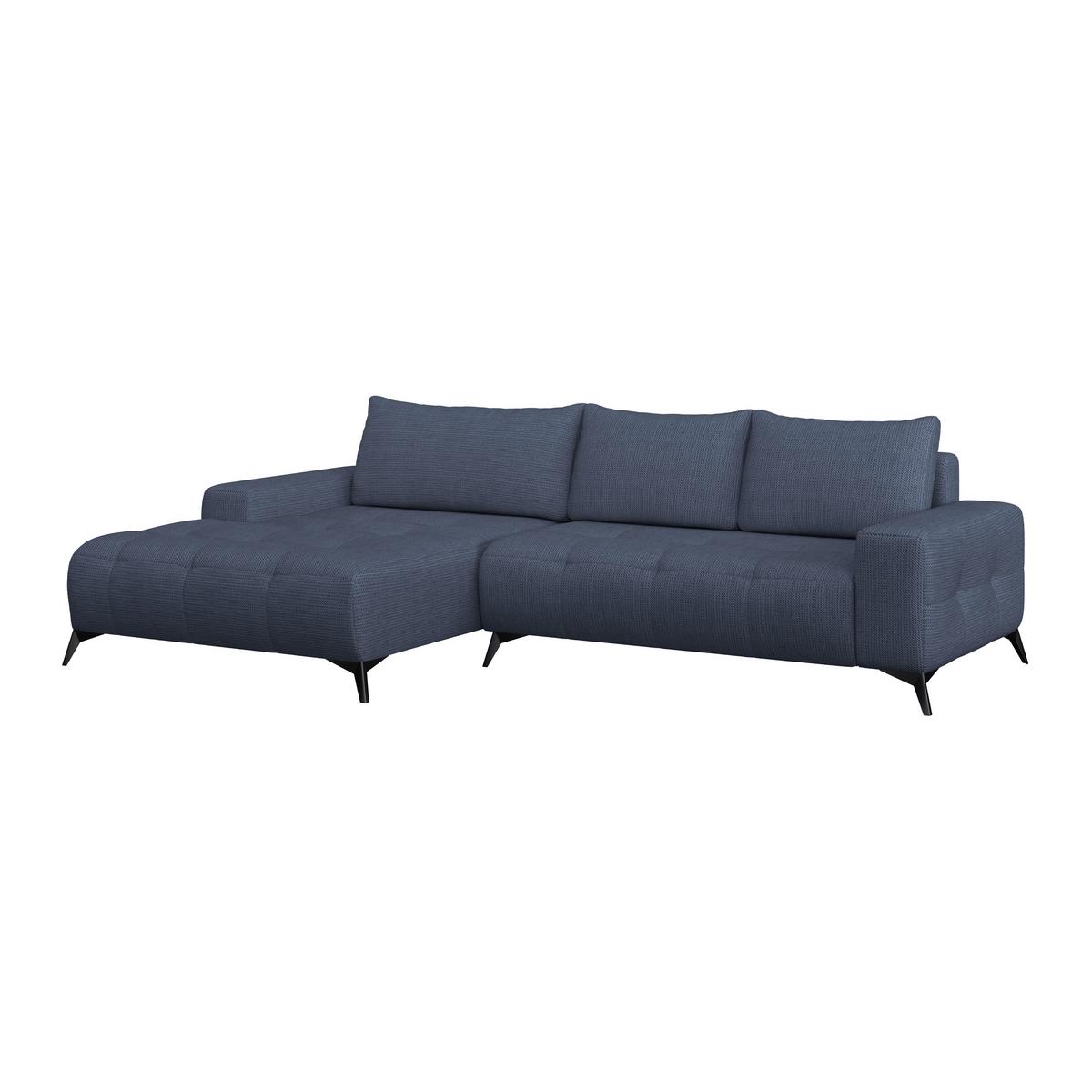 Ecksofa Mauro Blau, mit Schlaffunktion - Blau/Schwarz, Trend, Textil (175/290cm) - Luca Bessoni