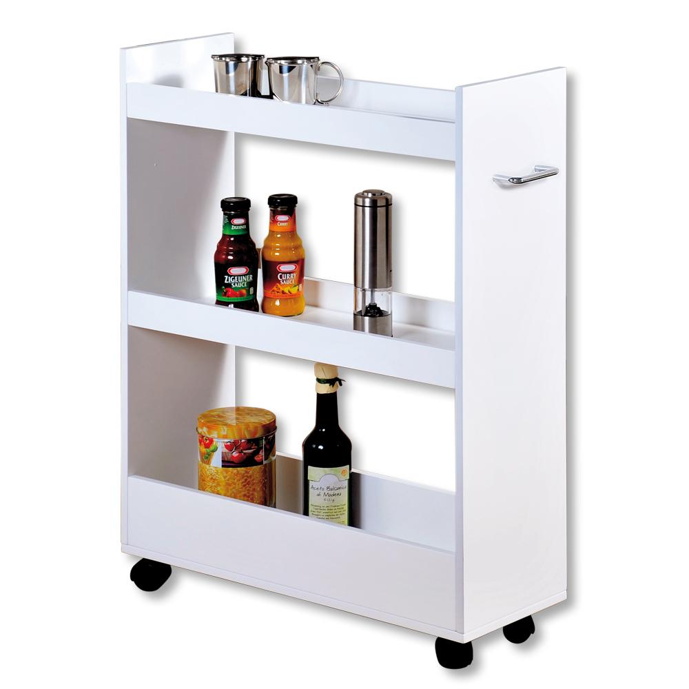 Eckregal mit Rollen B: 60 cm Weiß - Weiß, MODERN, Holzwerkstoff (60/22/79cm) - Kesper
