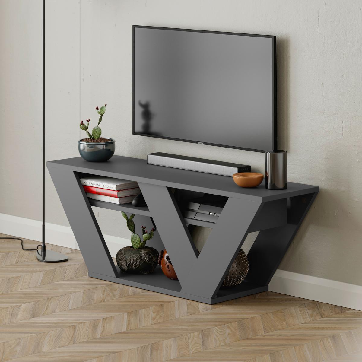 Lowboard Pipralla Fernsehtisch - Anthrazit, Design, Holzwerkstoff (110/30/40cm) - Livetastic