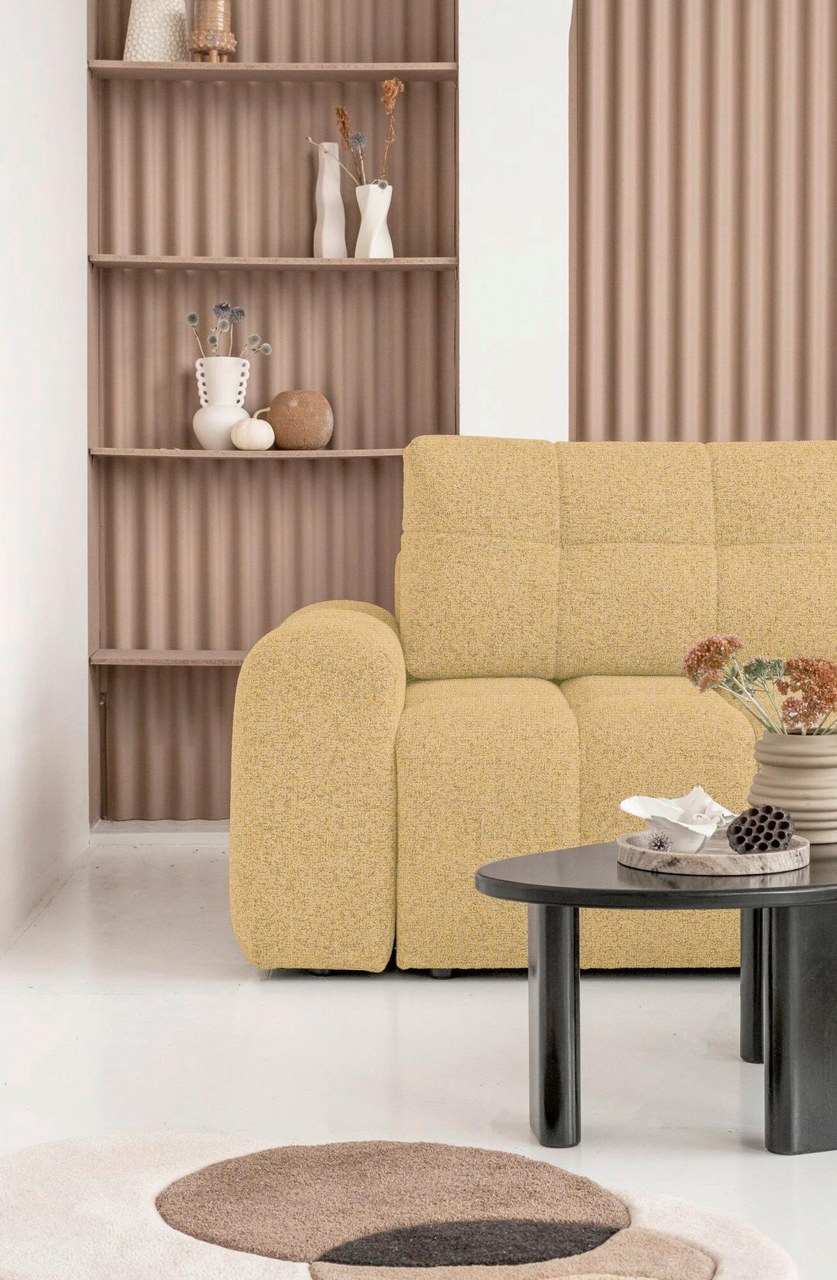 Ecksofa Lulu Gelb S: 268x184cm - Gelb/Schwarz, Design, Textil (268/184cm) - MID.YOU