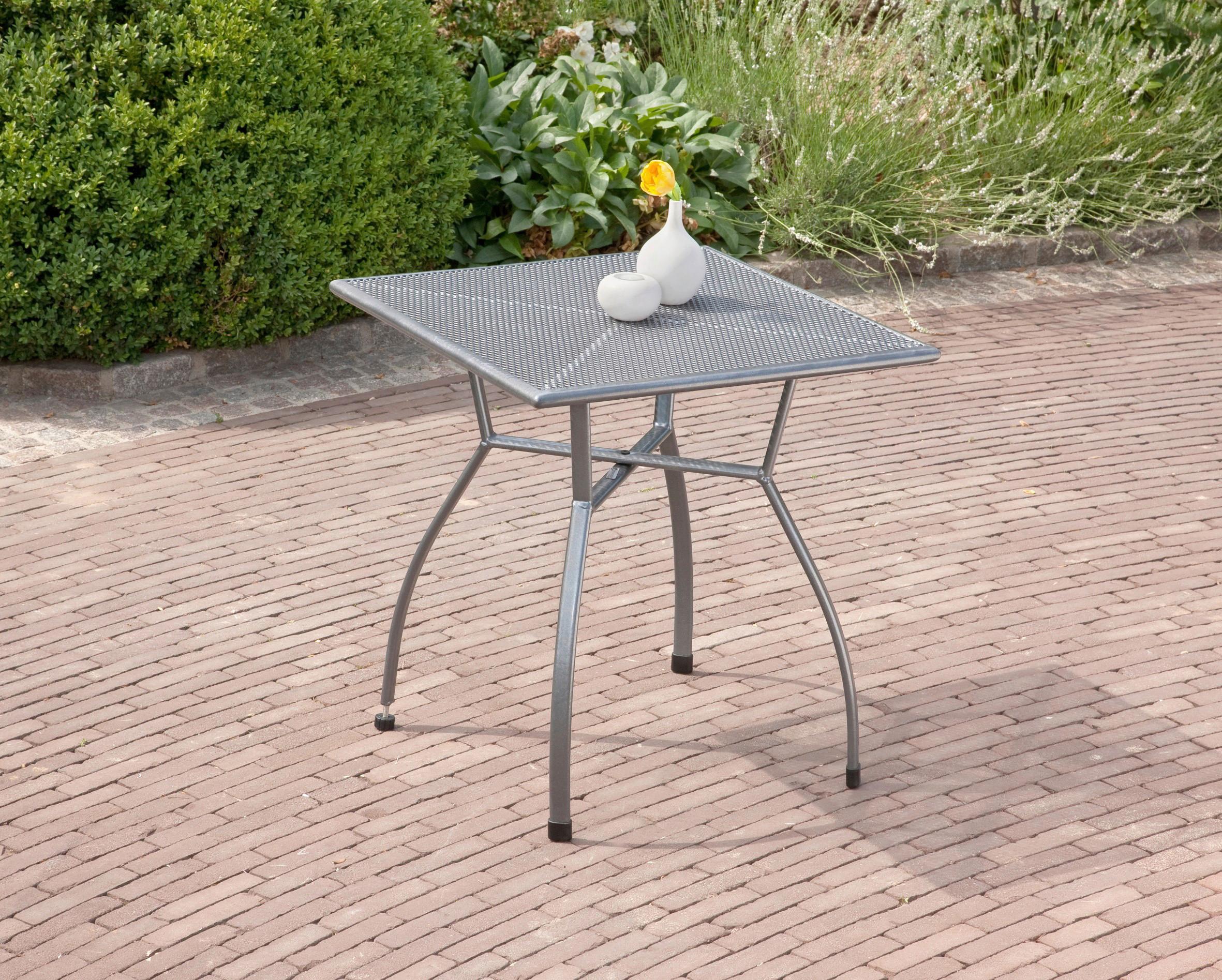 Gartentisch Toulouse Stahl Ø 70 Cm - Grau, Basics, Metall (70/70/74cm) - Gardenson