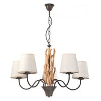 Hängeleuchte 4899/5p - Schwarz/Weiß, Natur, Holz/Textil (80/84cm)