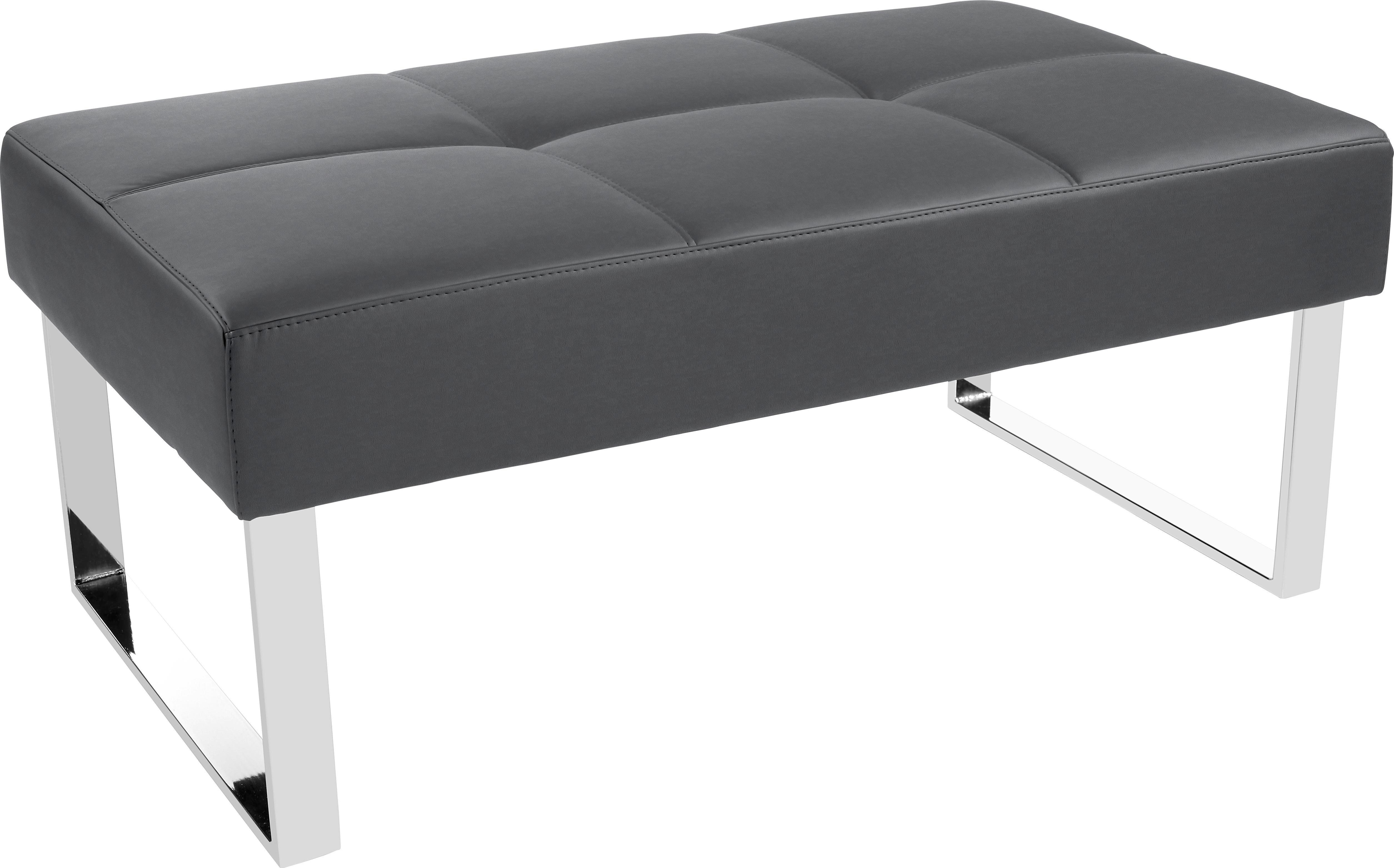 Sitzbank Rab - Grau, MODERN, Leder/Metall (150/50/62cm) - Ombra