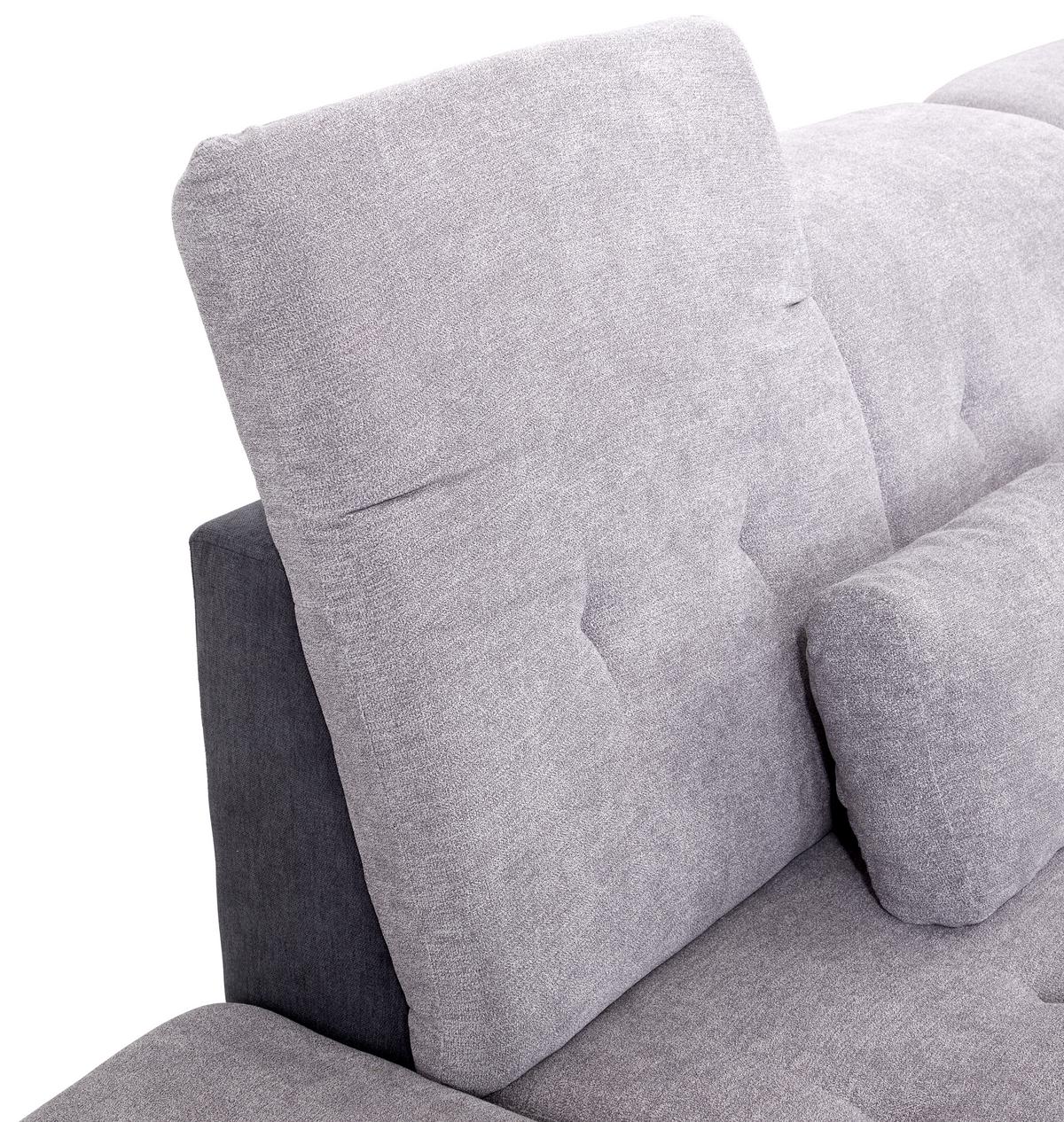 Wohnlandschaft mit Schlaffunktion Madera Webstoff - Anthrazit/Silberfarben, MODERN, Kunststoff/Textil (190/358/212cm) - Ondega