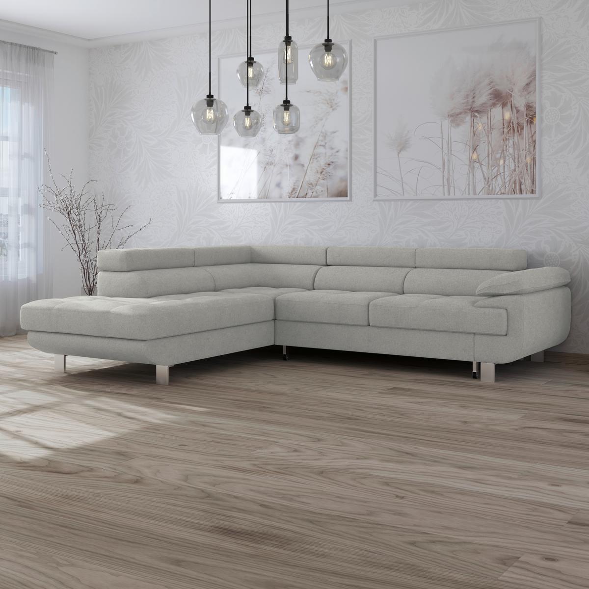 Ecksofa Savona - Hellgrau, MODERN, Textil (230/270cm) - Ondega