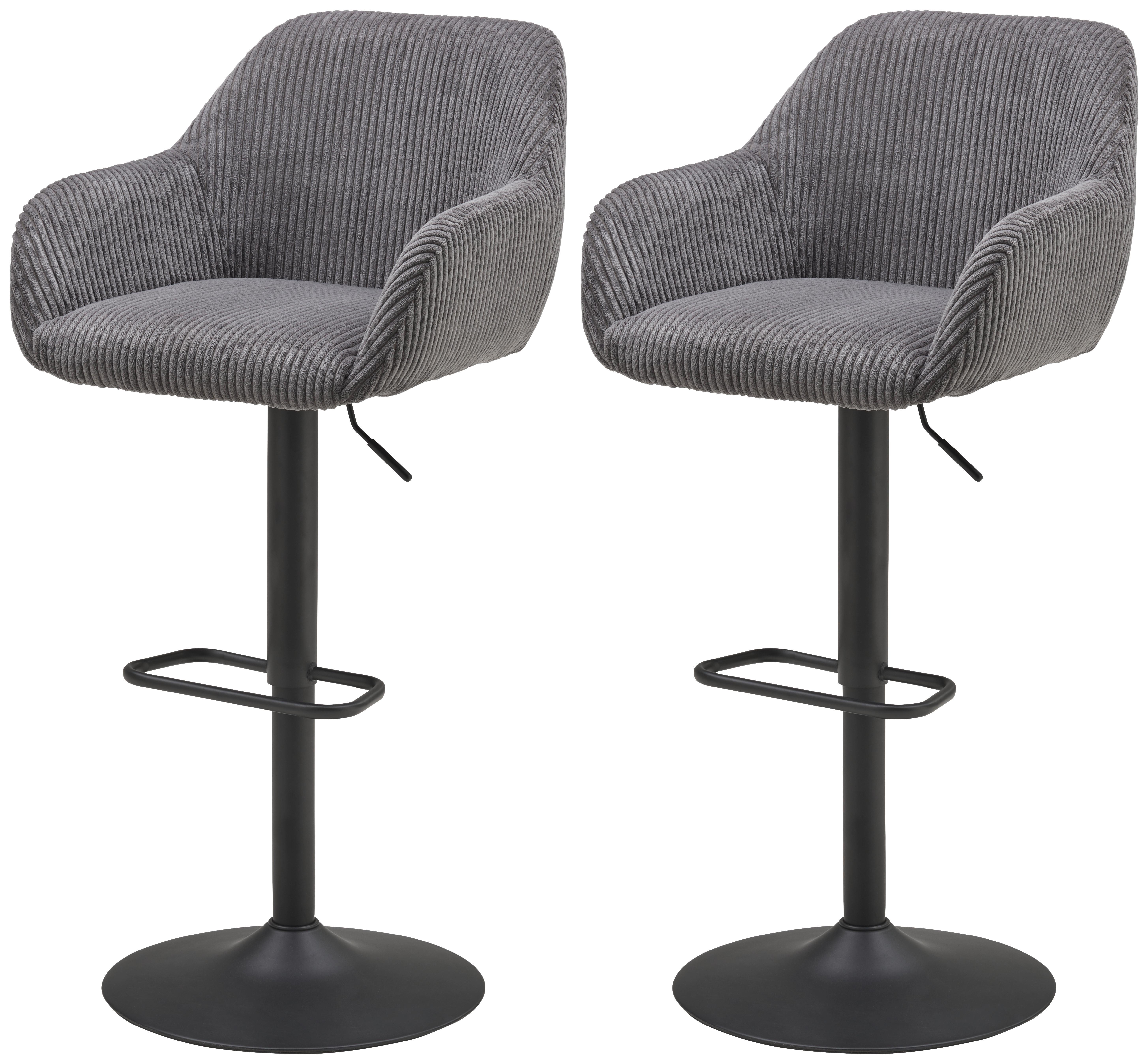 Barhocker-Set Kiana - Schwarz/Grau, LIFESTYLE, Textil/Metall (44/95-117/55cm) - Livetastic