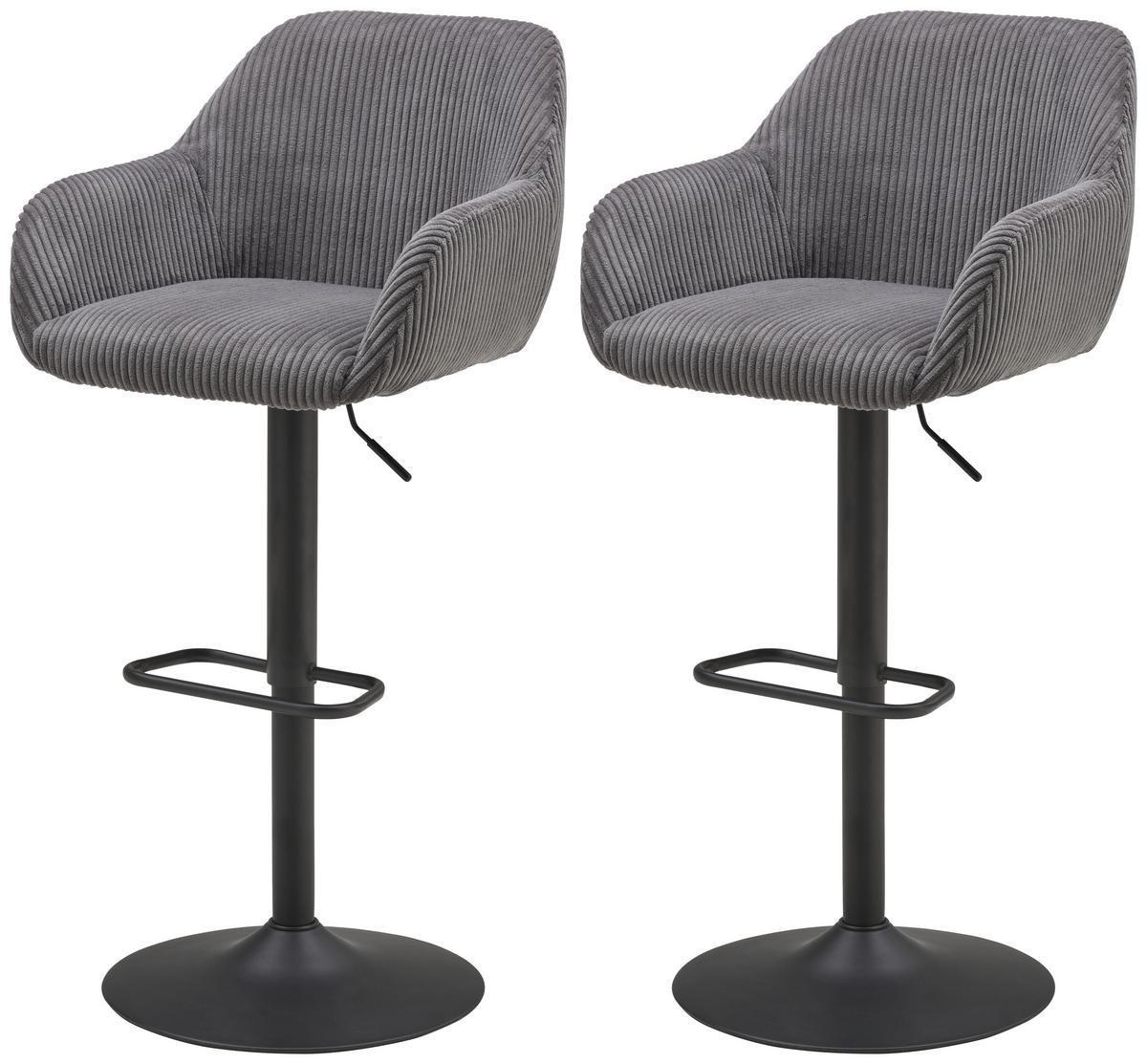 Barhocker-Set Kiana - Schwarz/Grau, LIFESTYLE, Textil/Metall (44/95-117/55cm) - Livetastic