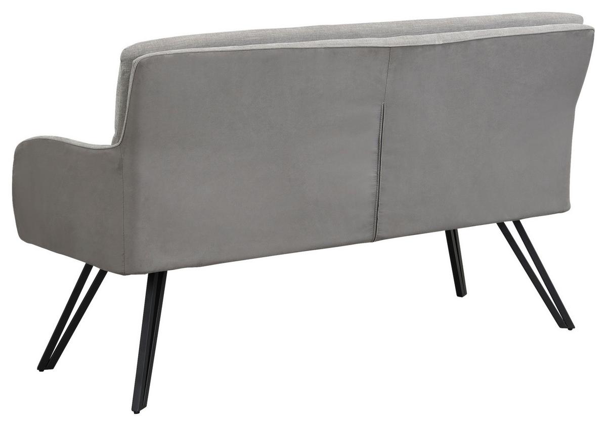 Sitzbank Tino - Hellgrau/Schwarz, MODERN, Textil/Metall (140/94/67cm) - MID.YOU