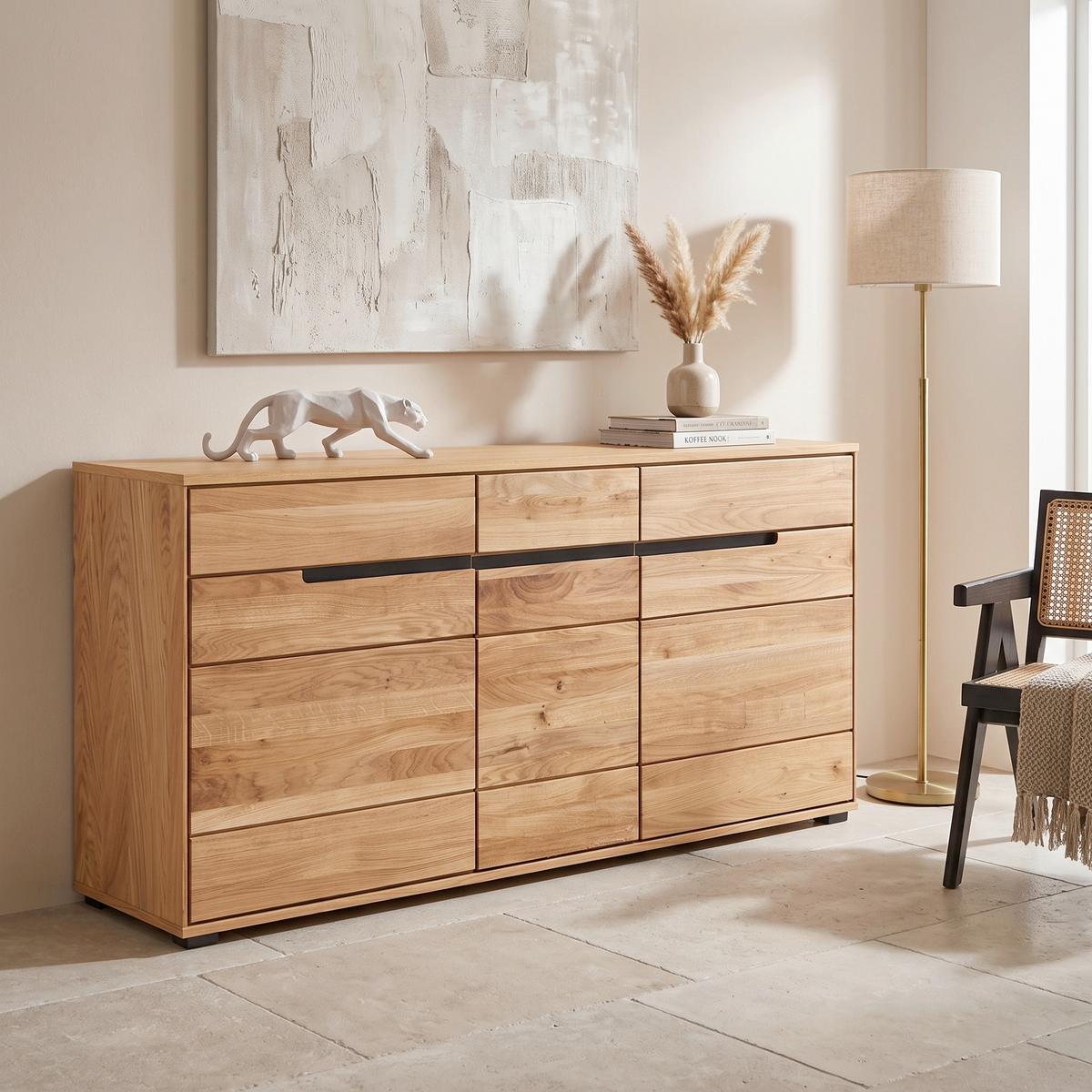 SIDEBOARD LOLA GIGA S 3996 - Wildeiche/Schwarz, KONVENTIONELL, Glas/Holz (162,5/82,5/40,5cm)