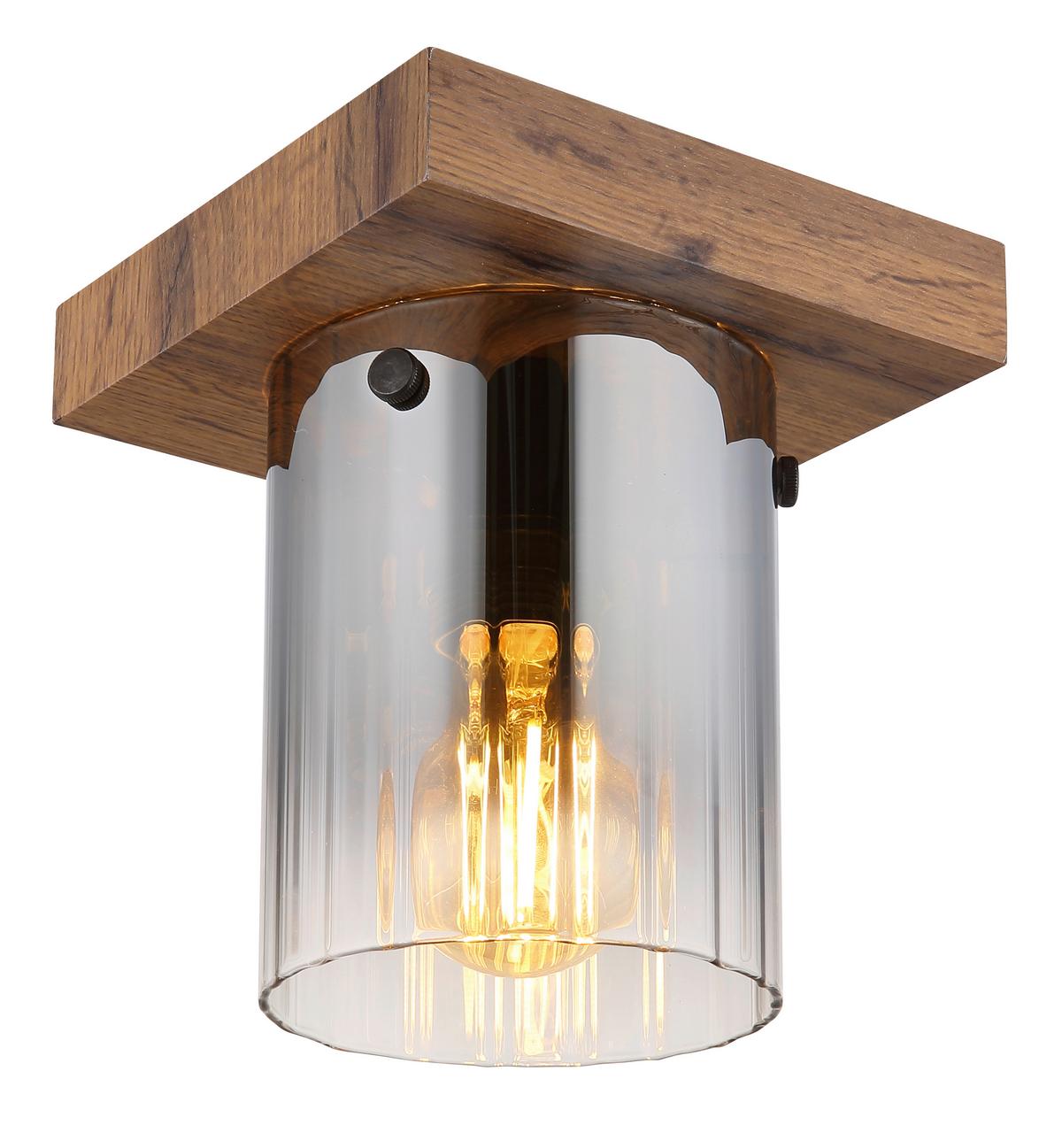 Mennyezeti Lámpa 15915-1 - sötétbarna, Natur, faalapú anyag/Üveg (16/16/18cm)