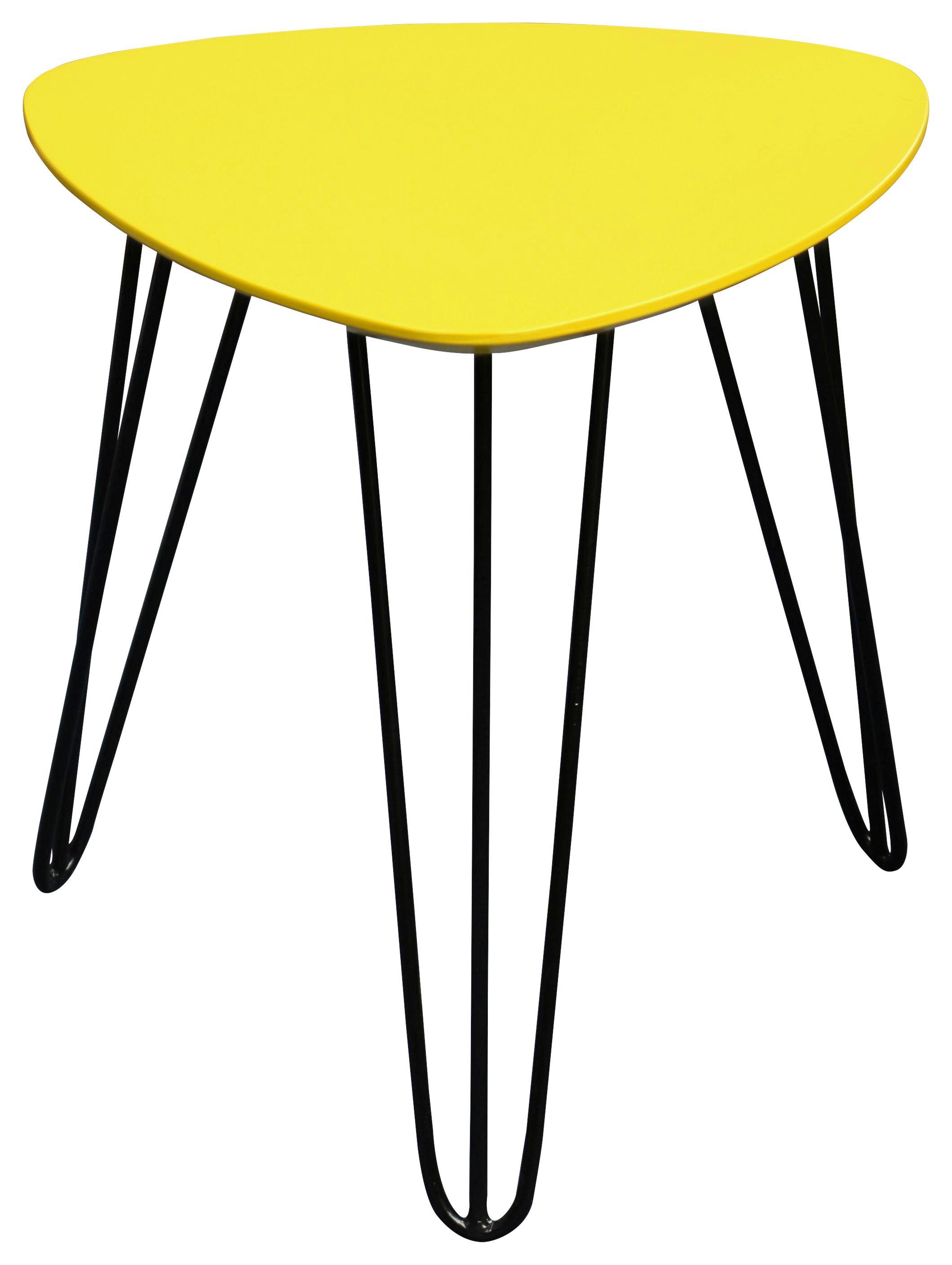 Kisasztal Tropf - Sárga/Fekete, modern, Faalapú anyag/Fém (40/42/40cm)