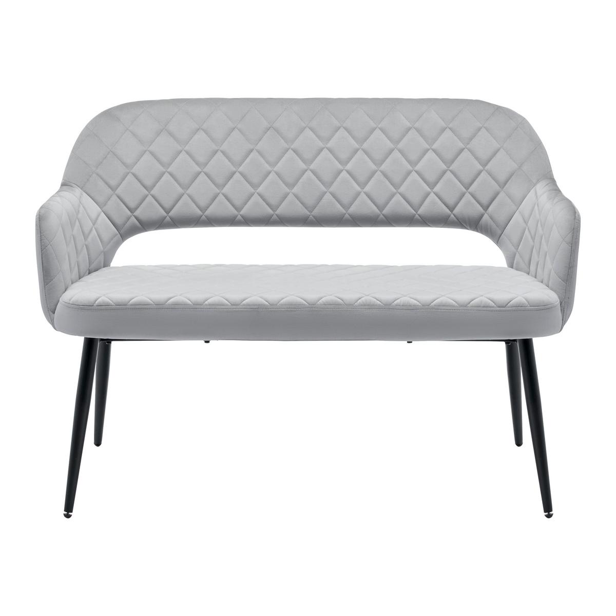 Sametová lavice Isabella - šedá - šedá/černá, Moderní, kov/dřevo (112/78/62cm) - Bessagi Home