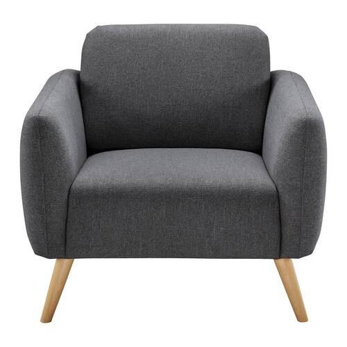 Malé křeslo PIA, tmavě šedé - tmavě šedá/přírodní barvy, Moderní, dřevo/textil (86/76/75cm) - Bessagi Home