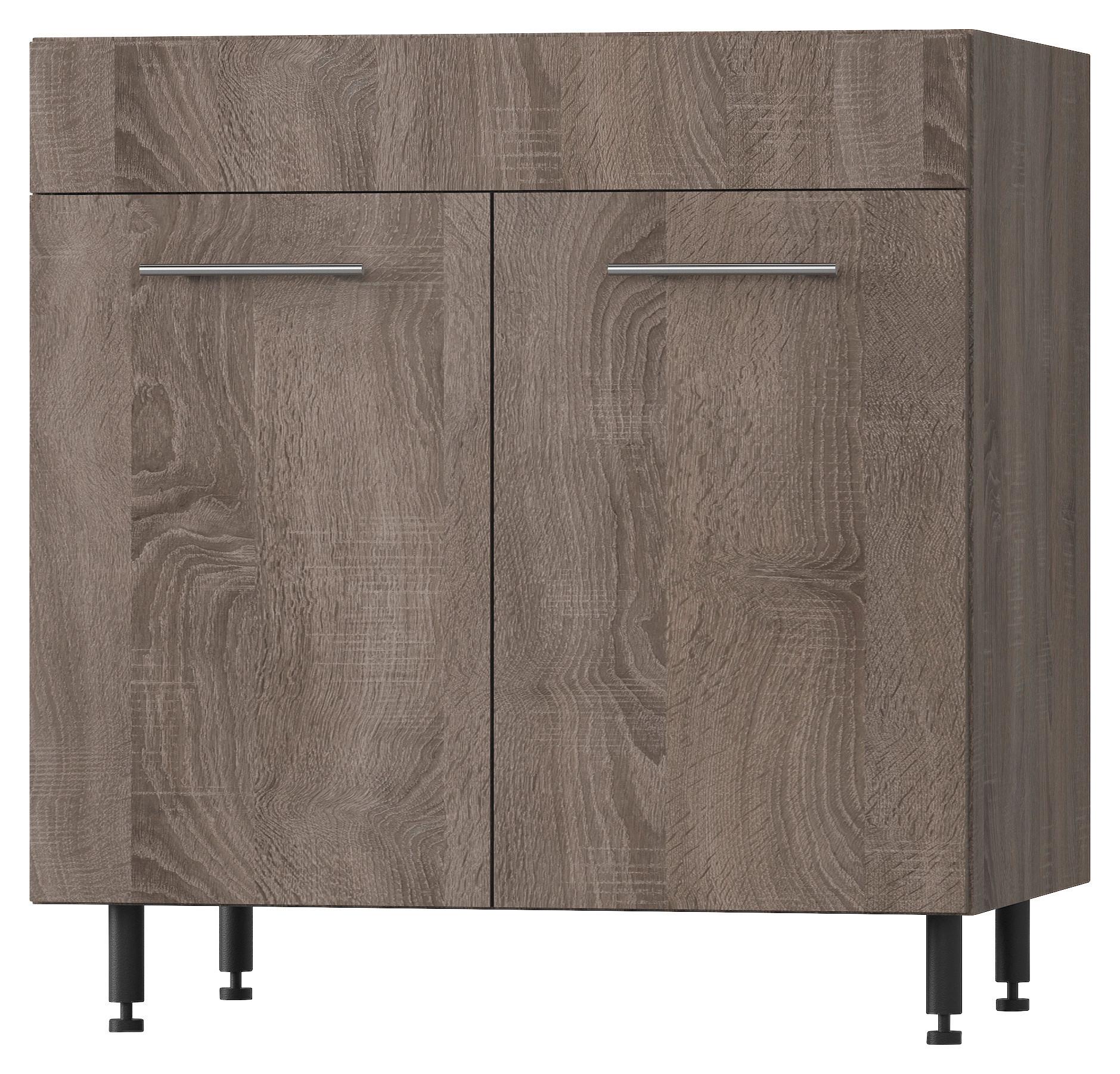 Mosogató Alsószekrény Corina 2 - tölgyfa, Modern, műanyag/faalapú anyag (80/82,4/58cm)