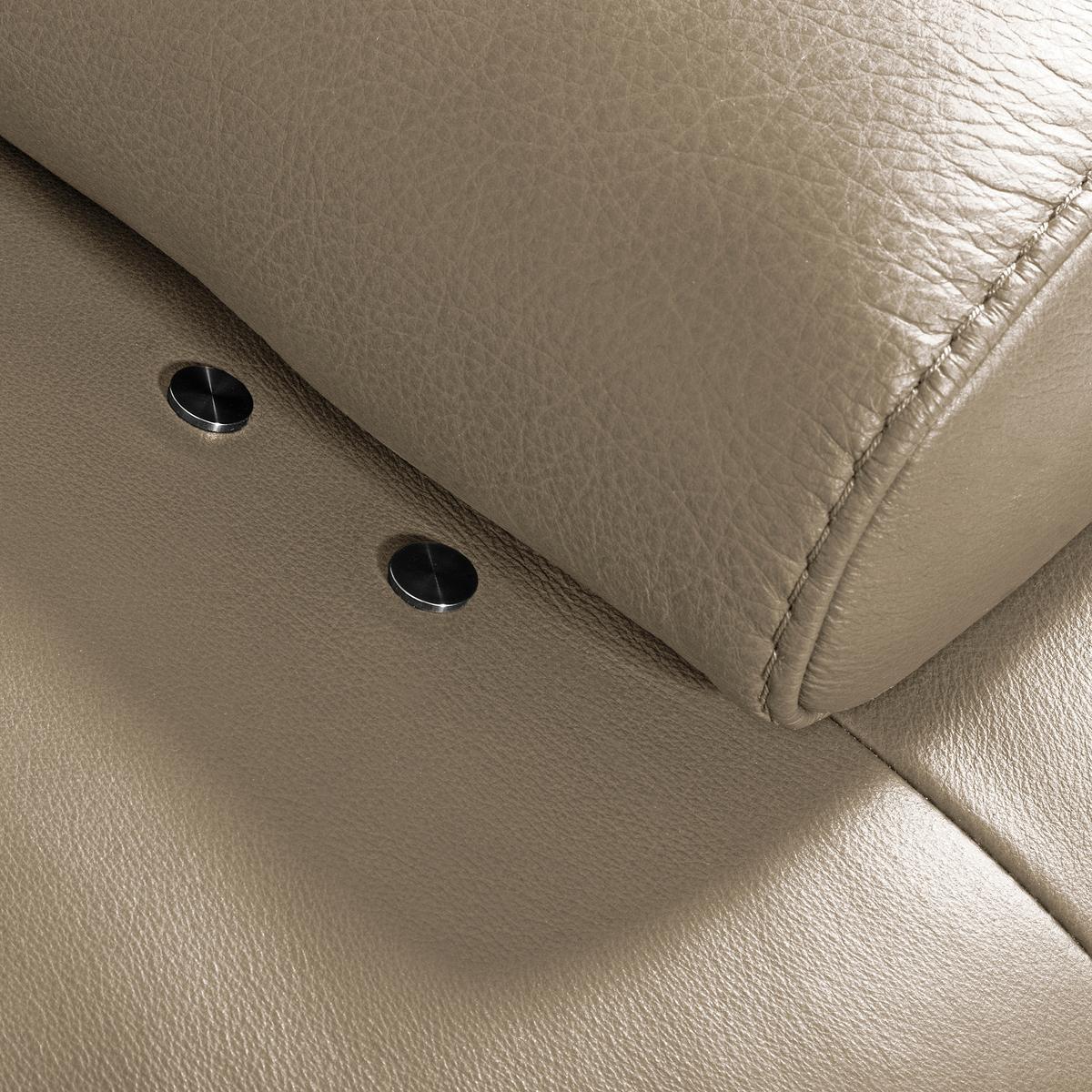 Ecksofa Como Echtleder Creme 237x306 - Creme/Schwarz, Design, Leder (237/306cm) - Livetastic