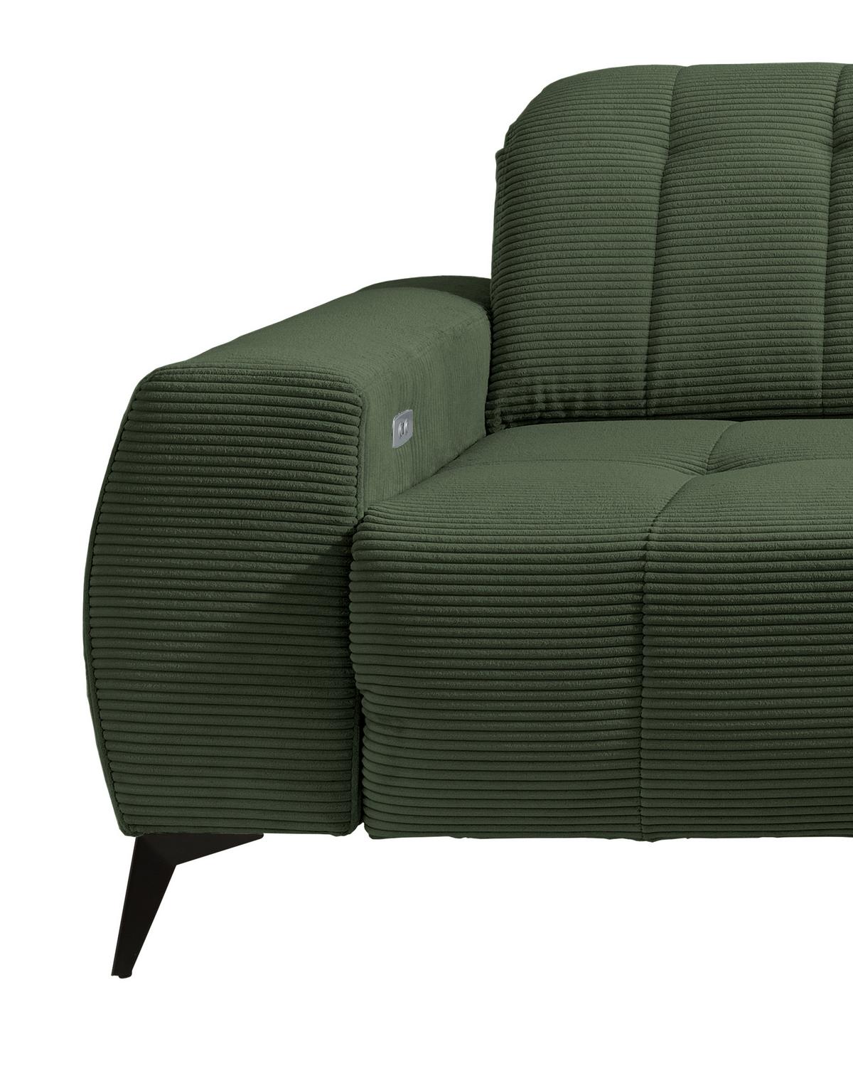 Ecksofa mit USB Anschluss Sano, Dunkelgrün,s: 261x200 cm - Dunkelgrün/Schwarz, MODERN, Textil (261/200cm) - Livetastic