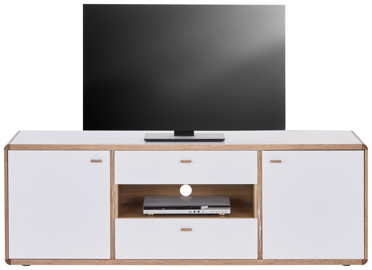 Phonotisch Ronda B: 178 cm Weiß/Eiche Dekor - Eichefarben/Weiß, MODERN, Holzwerkstoff (178/61/46,4cm)