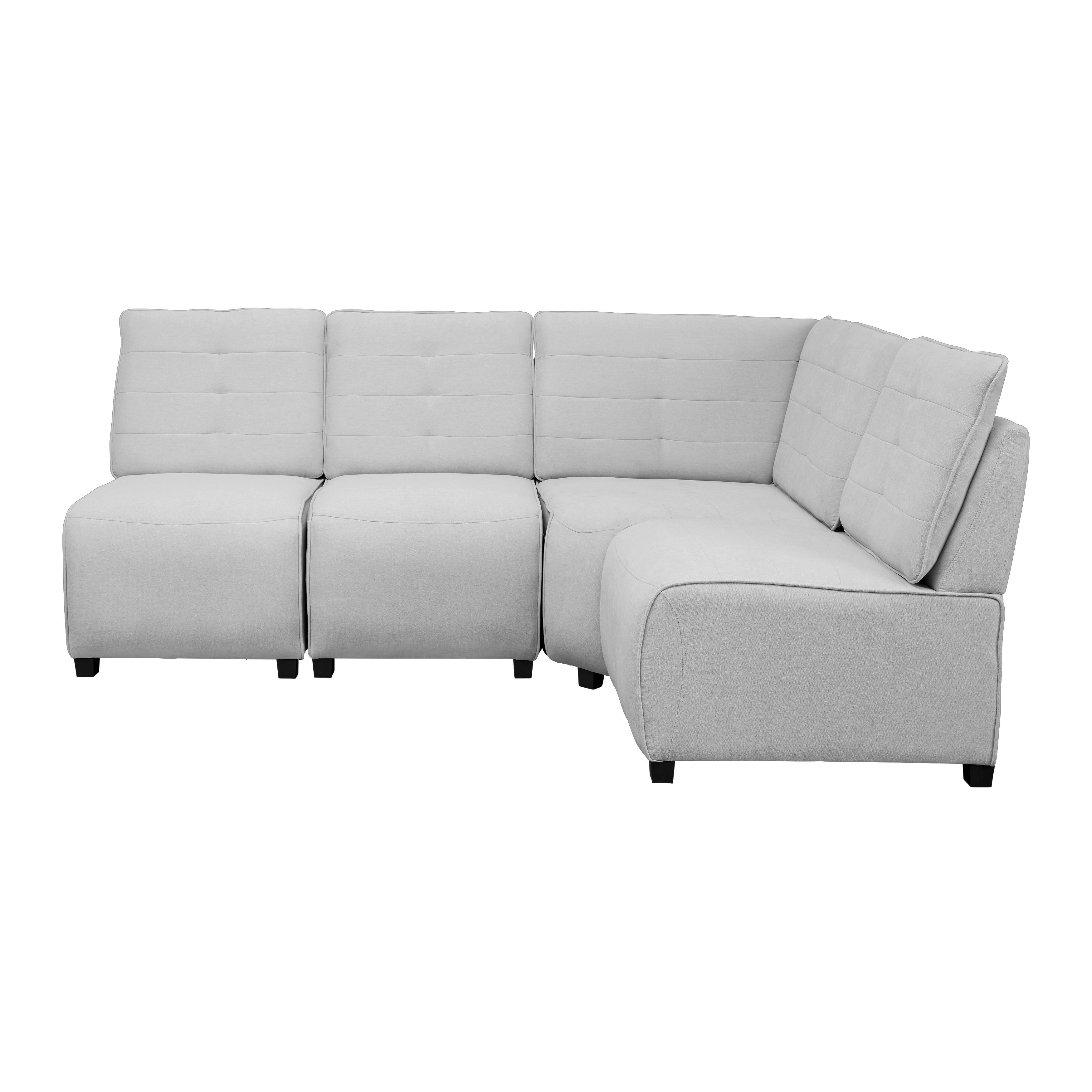 Malá rohová sedačka VICTORIE, svetlosivá - čierna/svetlosivá, Modern, drevo/textil (215/154cm) - Bessagi Home