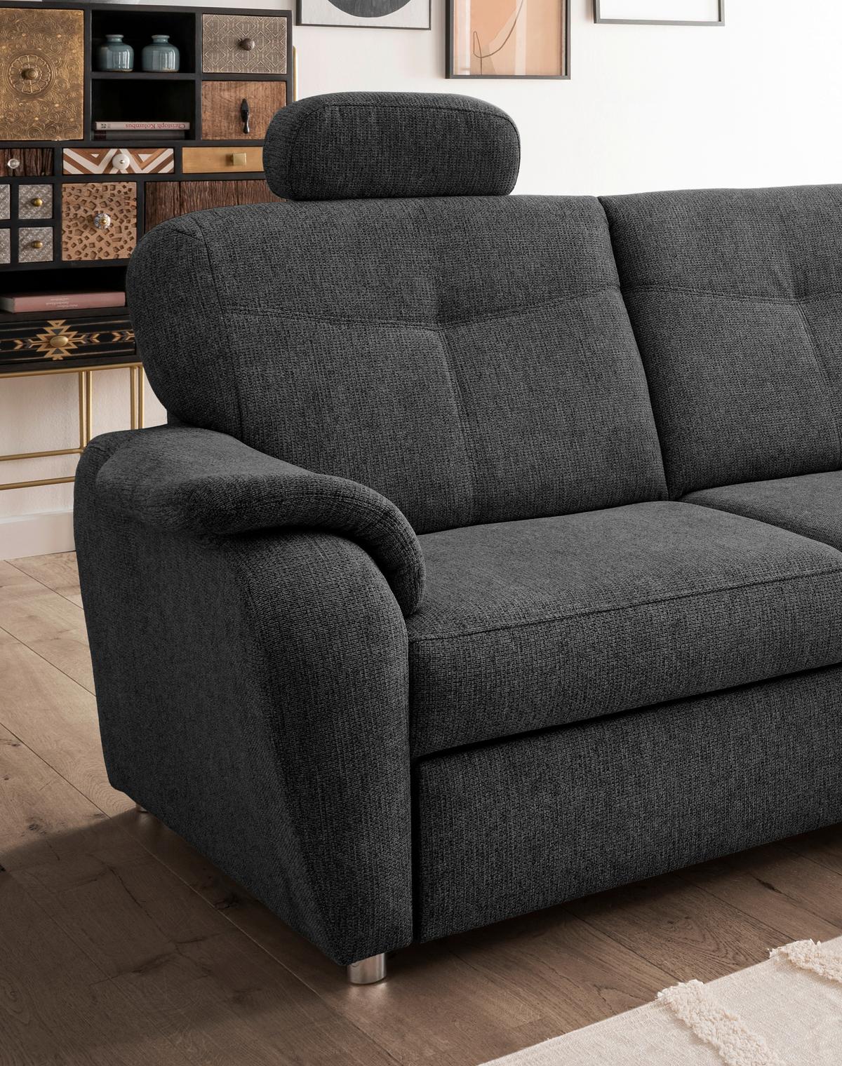 Eckschlafsofa Rosali Anthrazit S: 264x180 Cm - Chromfarben/Anthrazit, MODERN, Textil (264/180cm) - Livetastic
